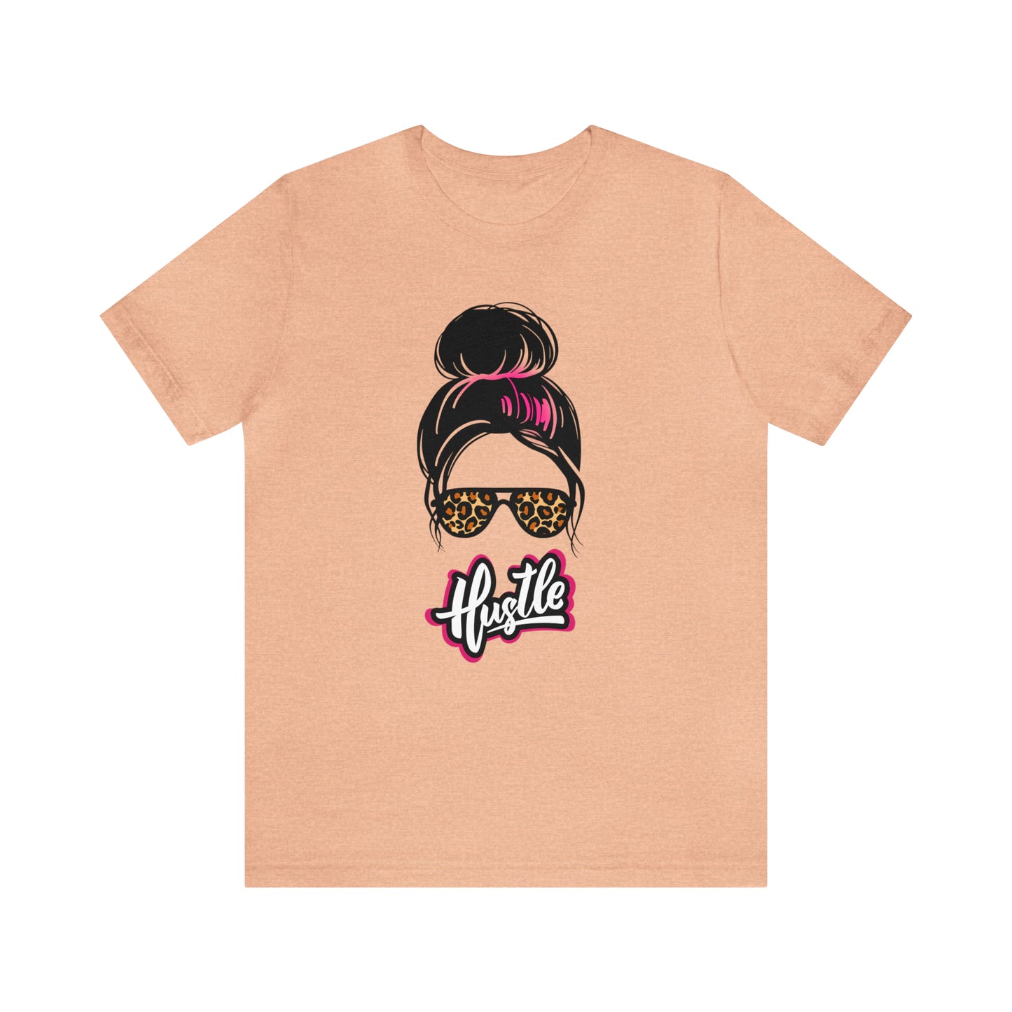 Hustle messy bun pink Unisex Jersey Short Sleeve Tee