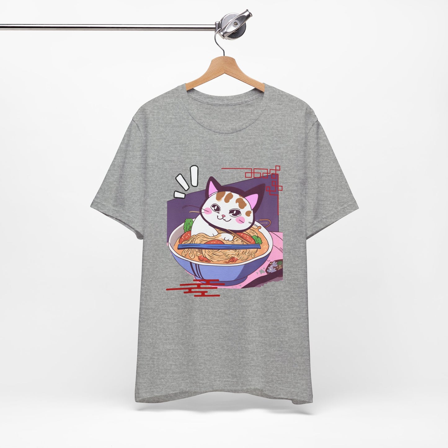 Kawaii cat with Ramen Unisex Jersey Short Sleeve Tee