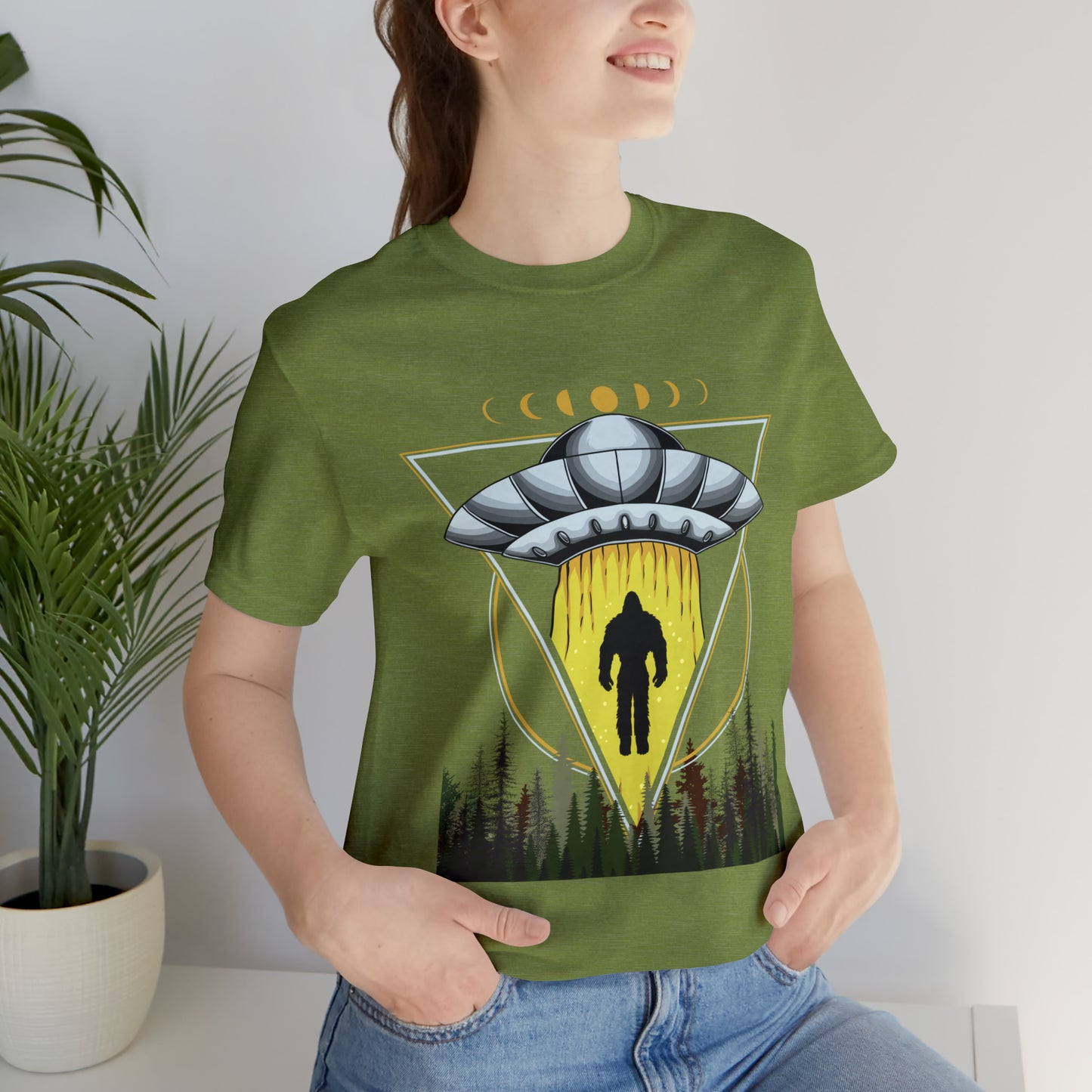 Bigfoot UFO Abduction Unisex Jersey Short Sleeve Tee