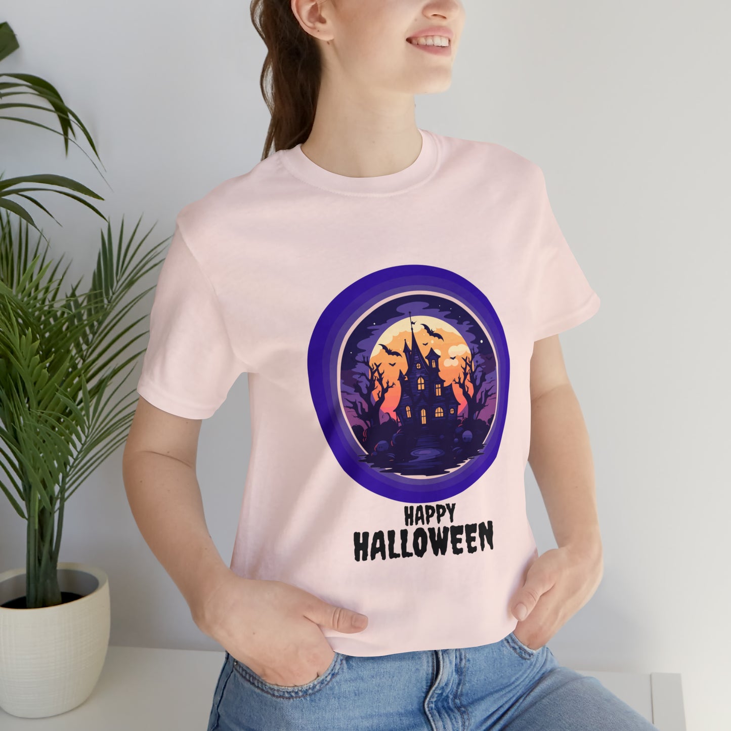 Halloween haunted house Unisex Jersey Short Sleeve Tee