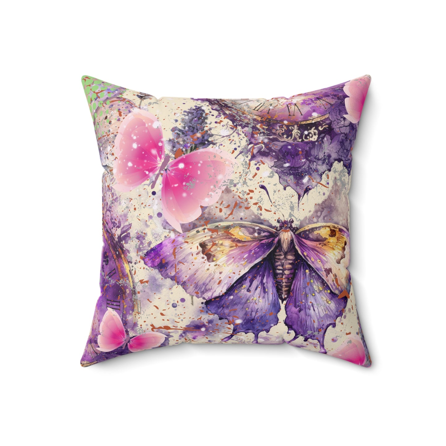 Purple floral Spun Polyester Square Pillow