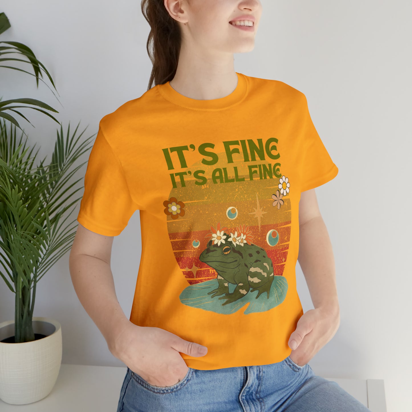 It's fine, it's all fine Cottage Frog Unisex Jersey Short Sleeve Tee