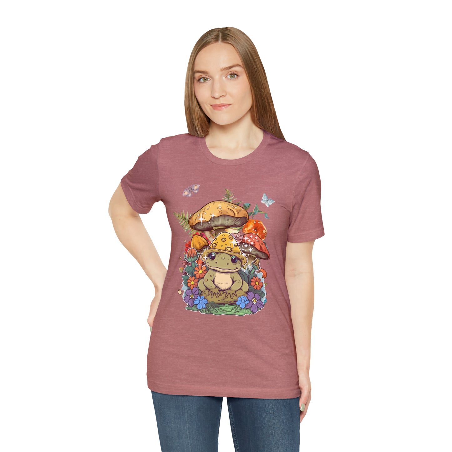 Frog and mushroom cute Unisex Jersey Short Sleeve Tee