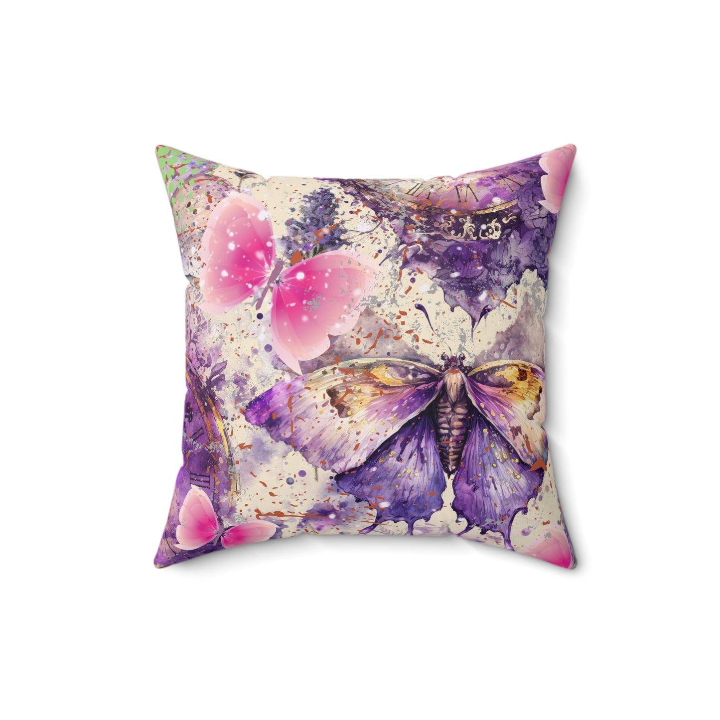 Purple floral Spun Polyester Square Pillow