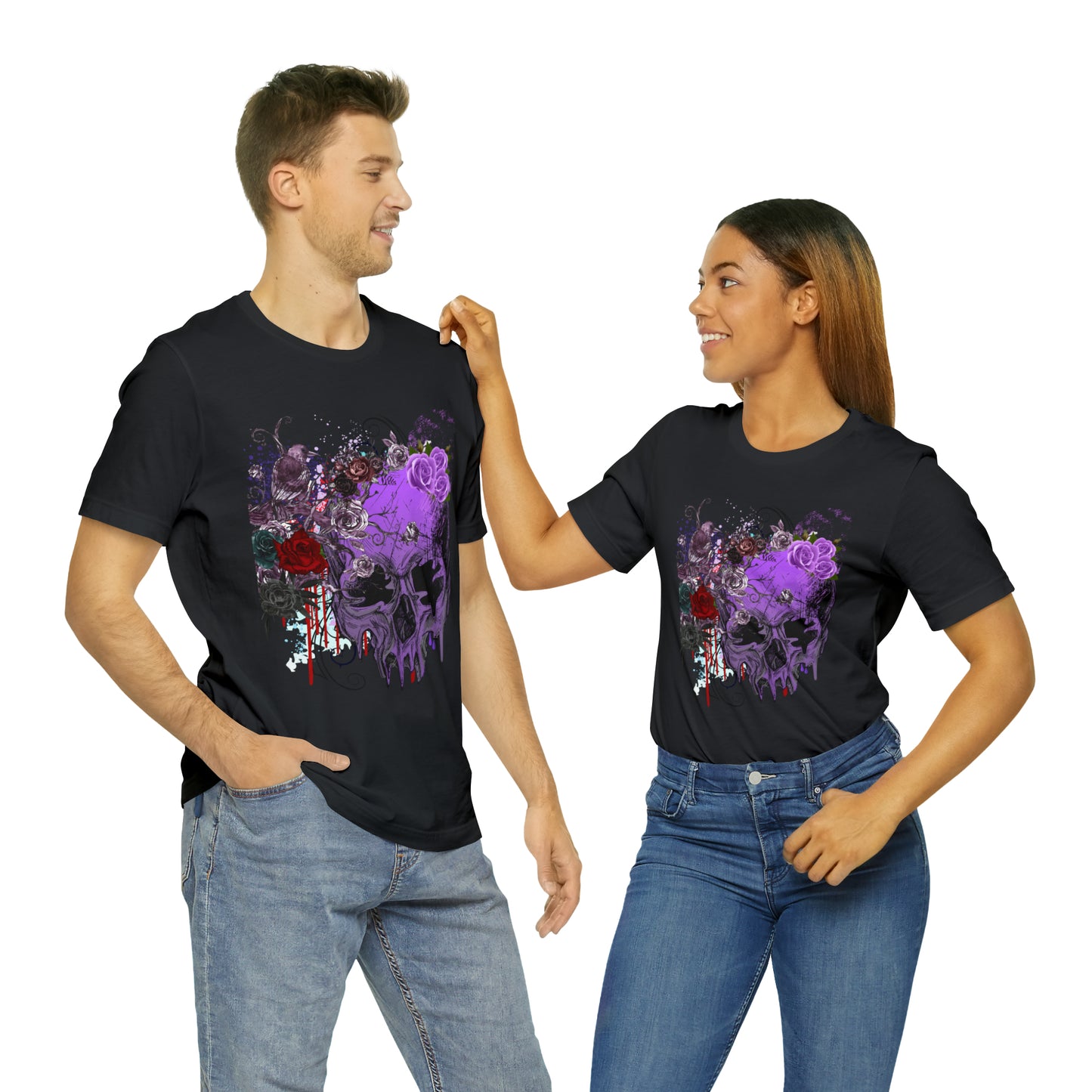 Halloween skull purple Unisex Jersey Short Sleeve Tee