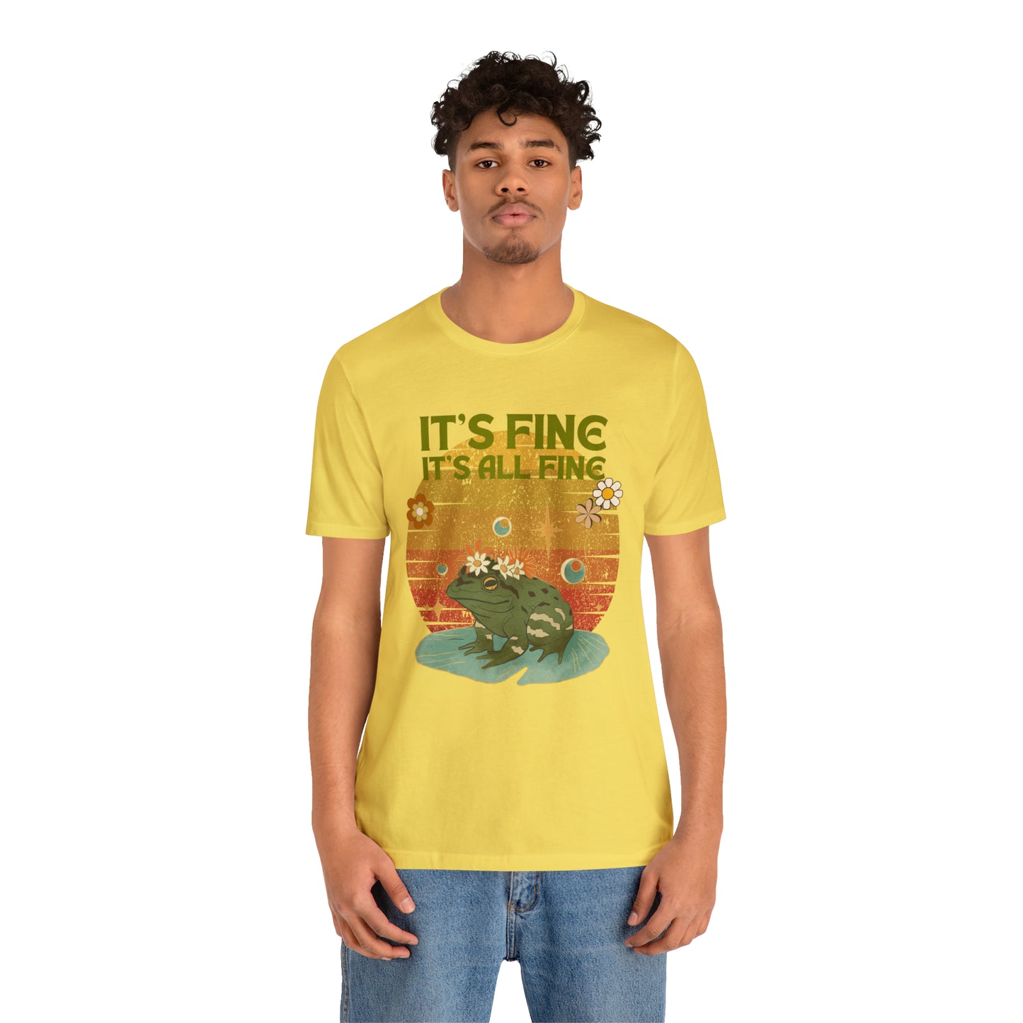 It's fine, it's all fine Cottage Frog Unisex Jersey Short Sleeve Tee