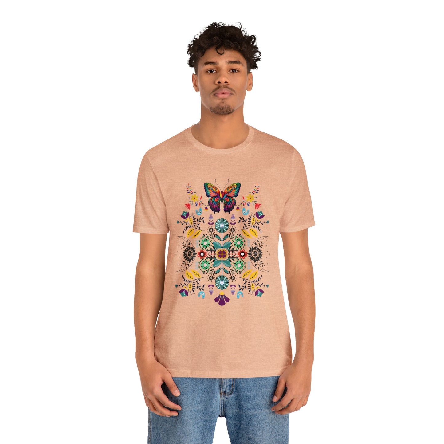 Celestial Folk art butterfly Unisex Jersey Short Sleeve Tee