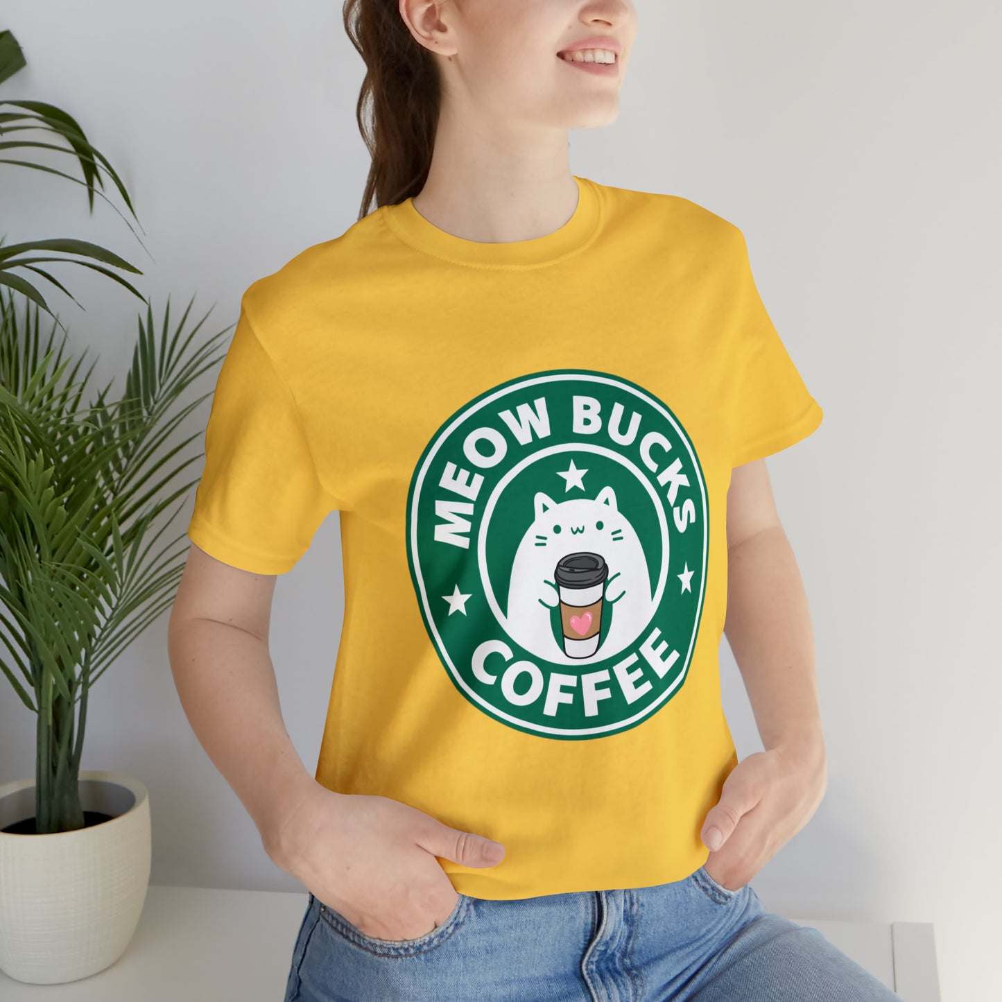 MeowBucks Coffee Unisex Jersey Short Sleeve Tee