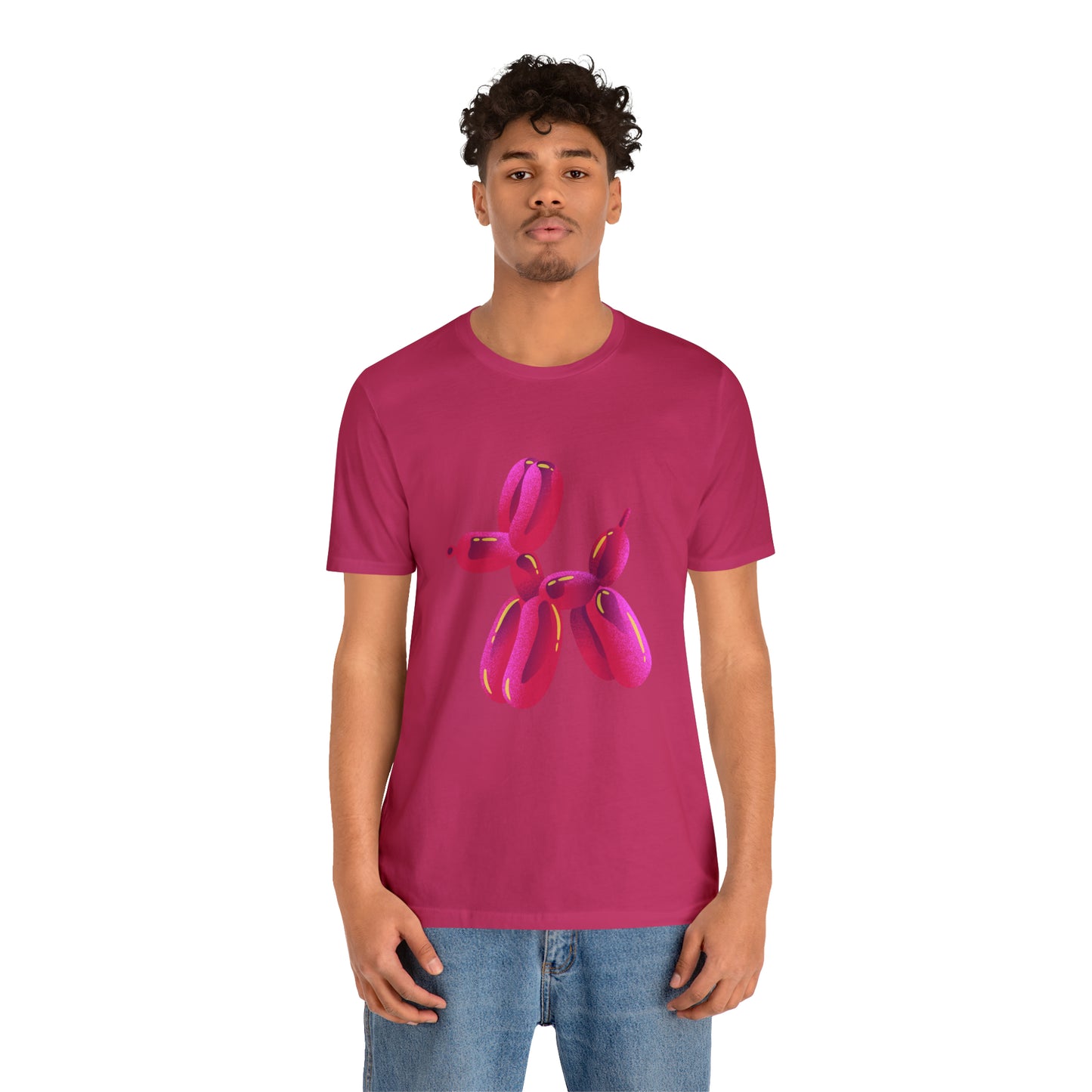 Dog balloon pink Unisex Jersey Short Sleeve Tee