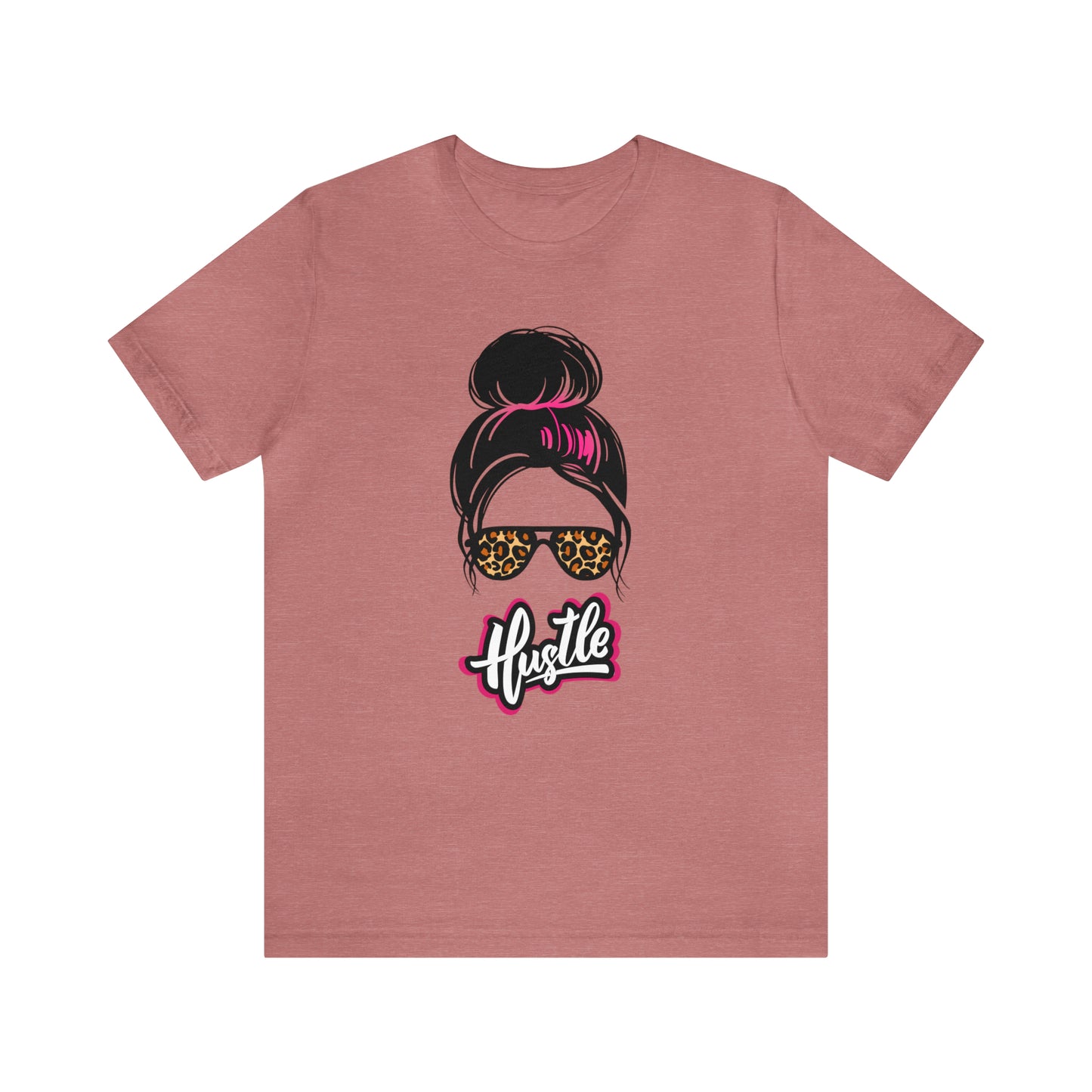 Hustle messy bun pink Unisex Jersey Short Sleeve Tee