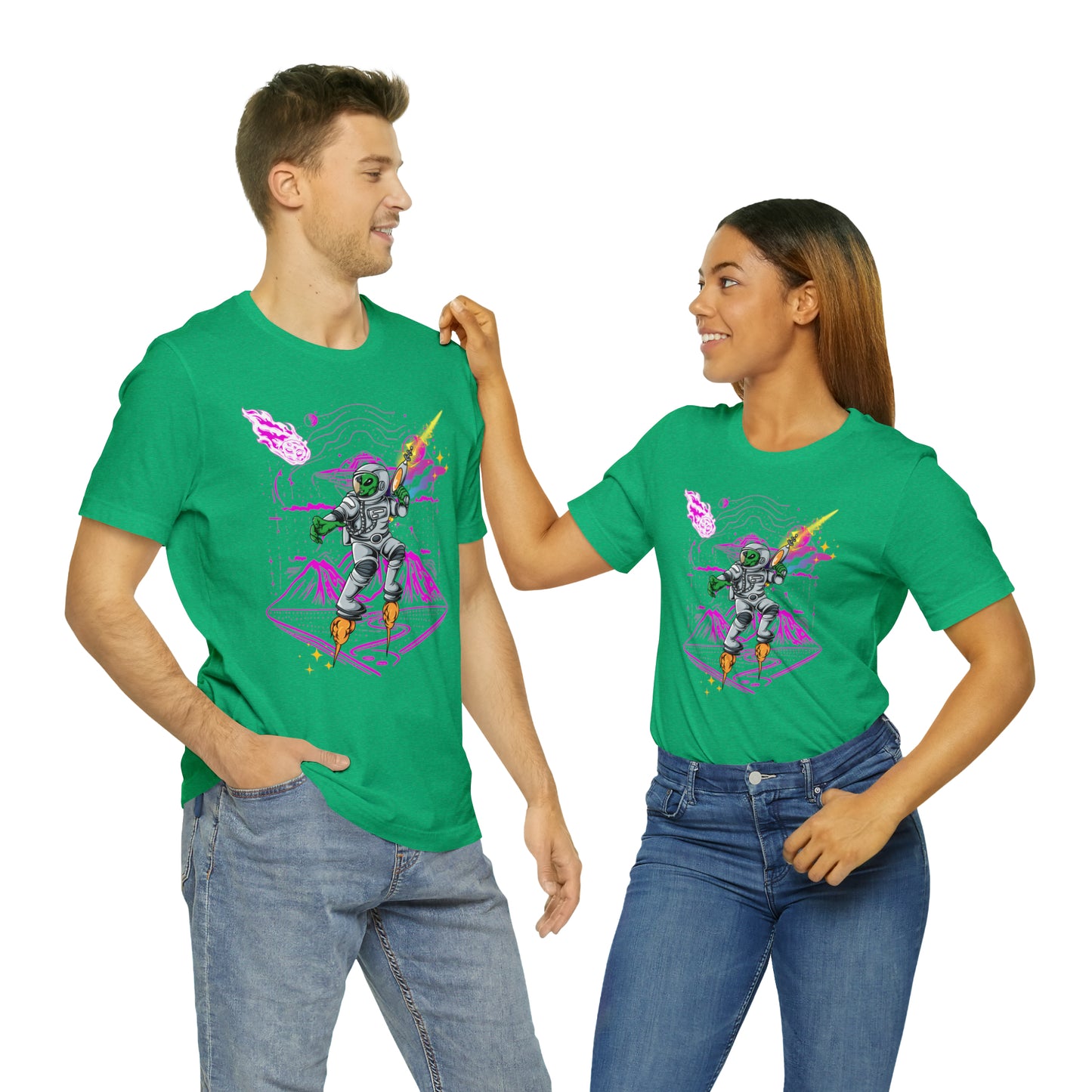 Alien and ray gun Unisex Jersey Short Sleeve Tee