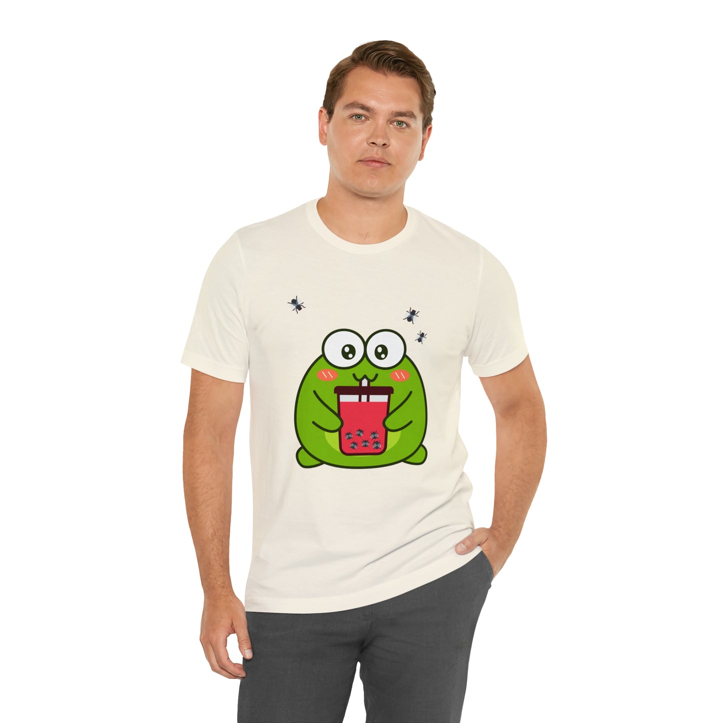 Frog loves boba tea Unisex Jersey Short Sleeve Tee