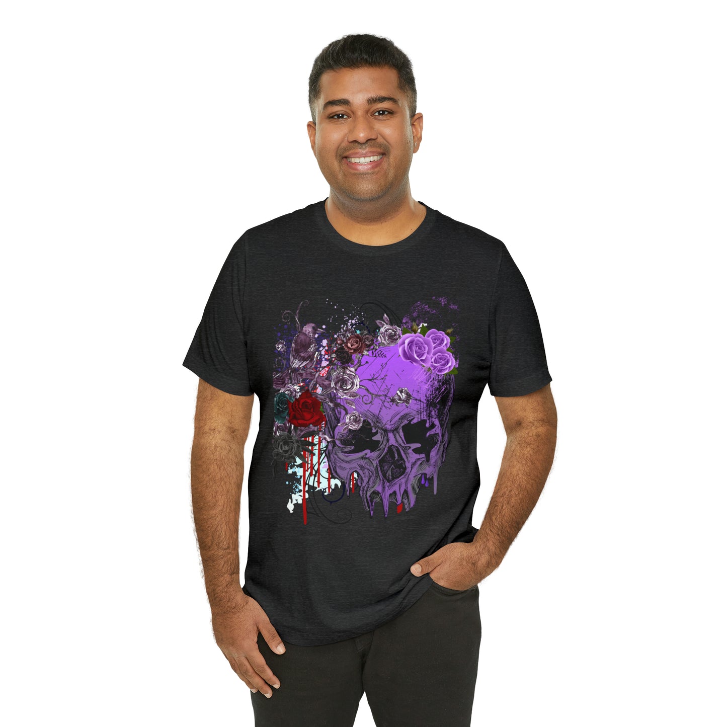 Halloween skull purple Unisex Jersey Short Sleeve Tee