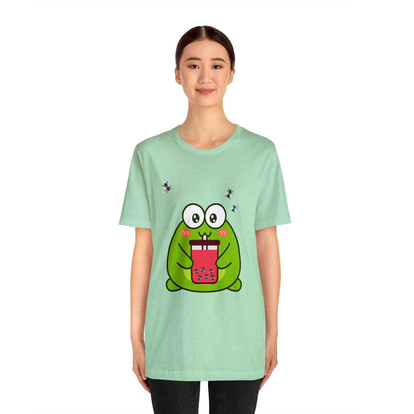 Frog loves boba tea Unisex Jersey Short Sleeve Tee