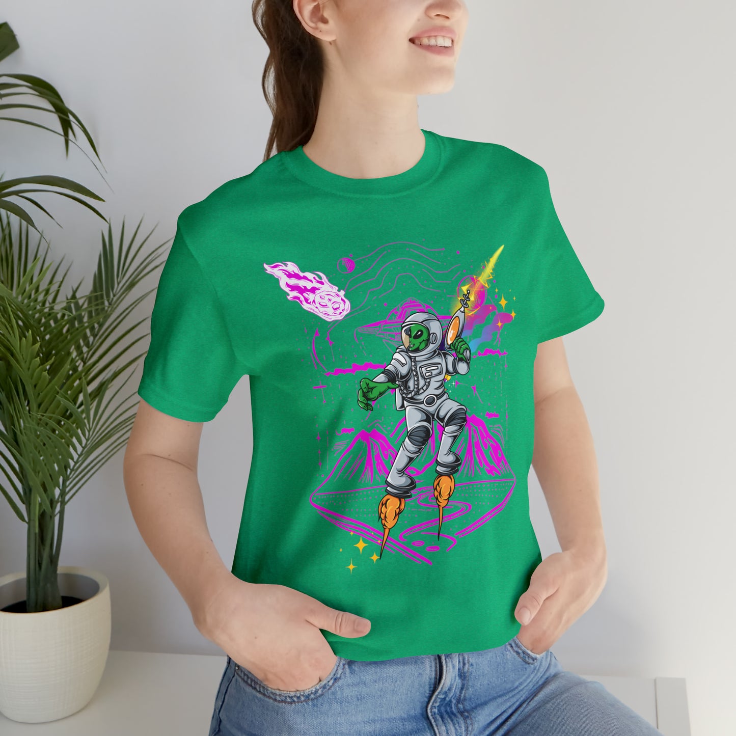 Alien and ray gun Unisex Jersey Short Sleeve Tee