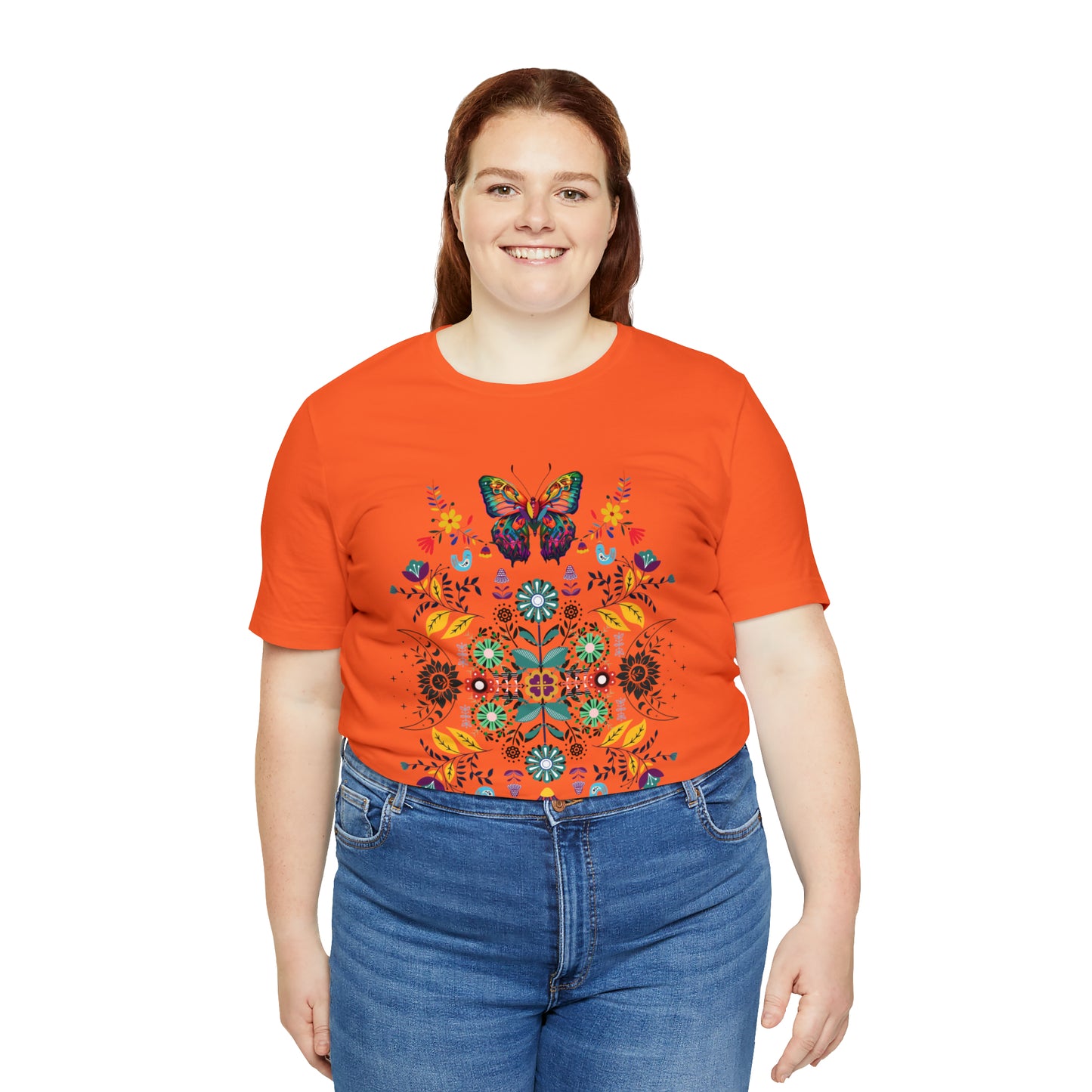 Celestial Folk art butterfly Unisex Jersey Short Sleeve Tee