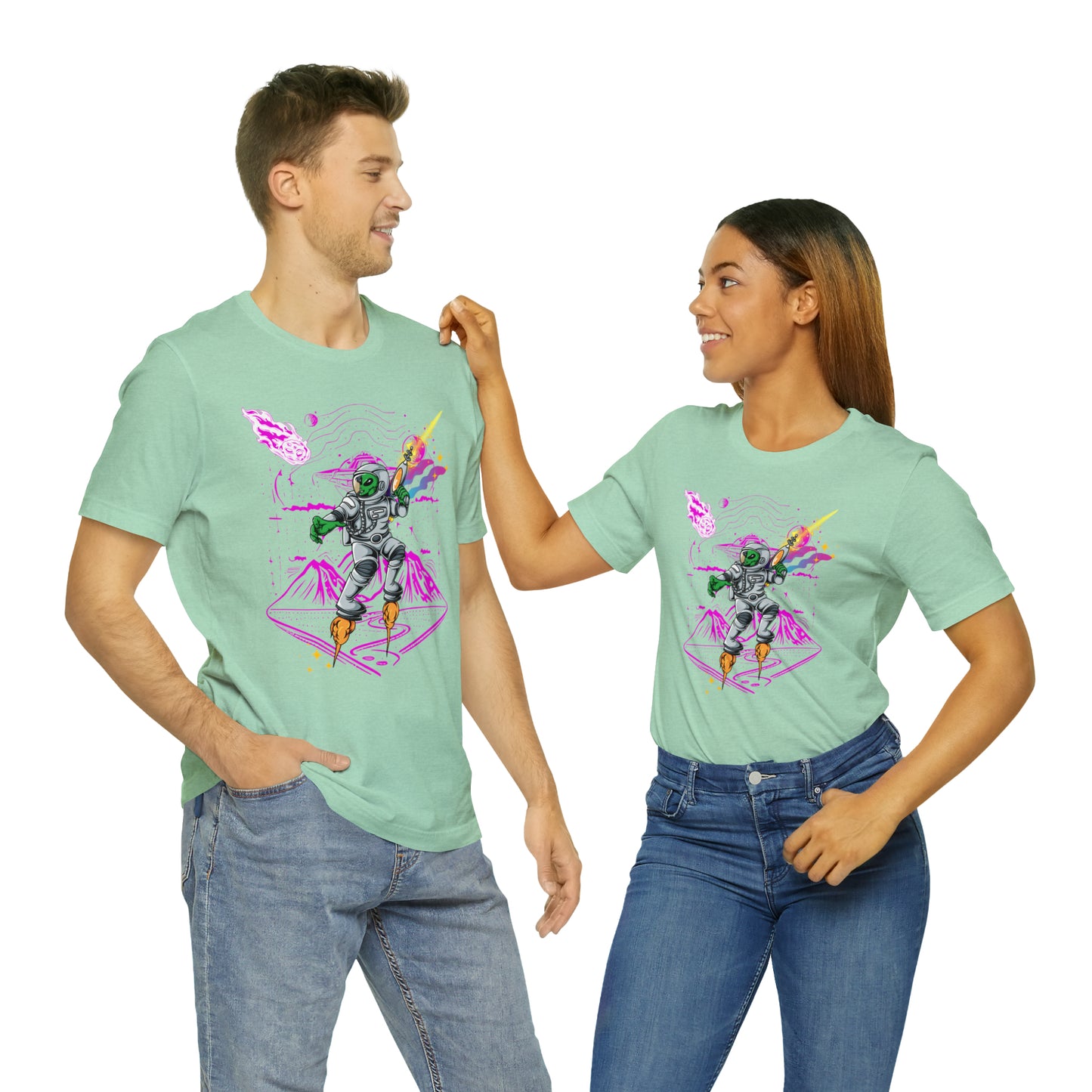 Alien and ray gun Unisex Jersey Short Sleeve Tee