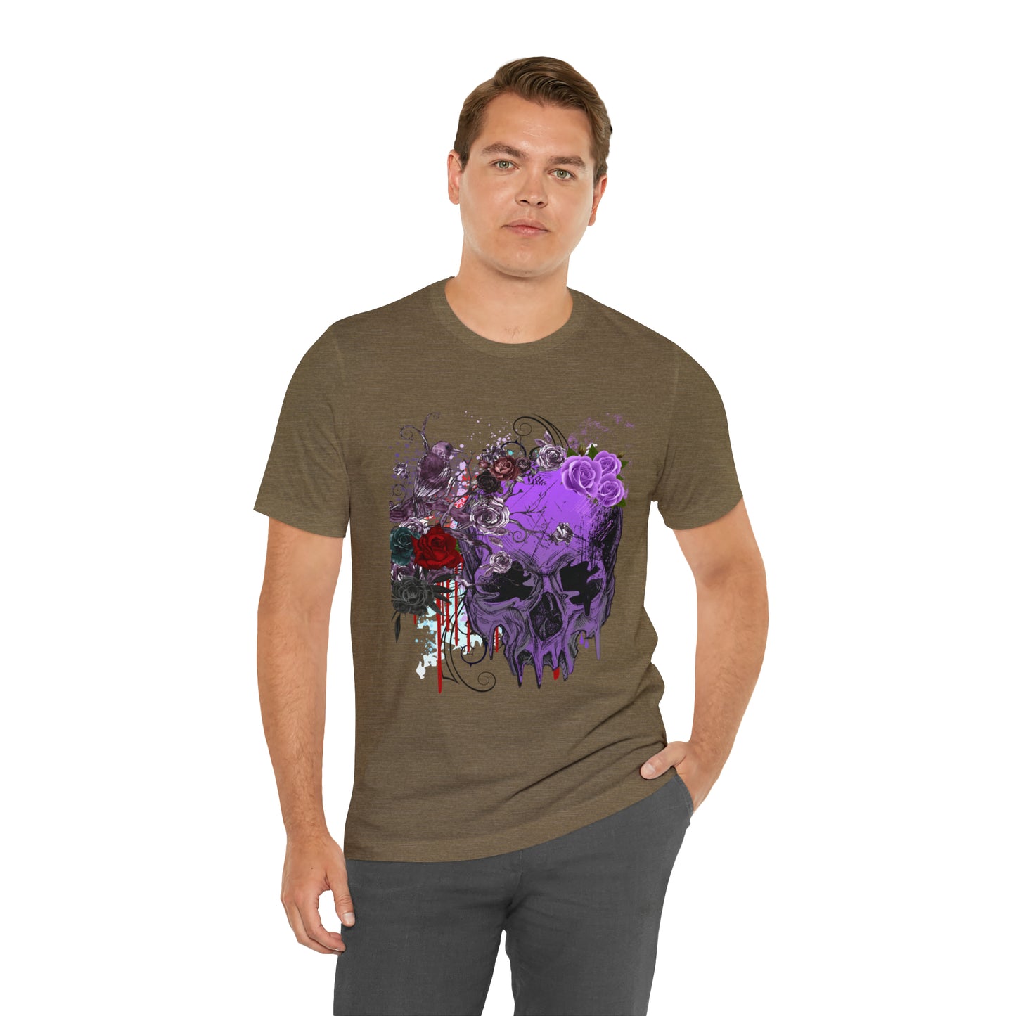 Halloween skull purple Unisex Jersey Short Sleeve Tee