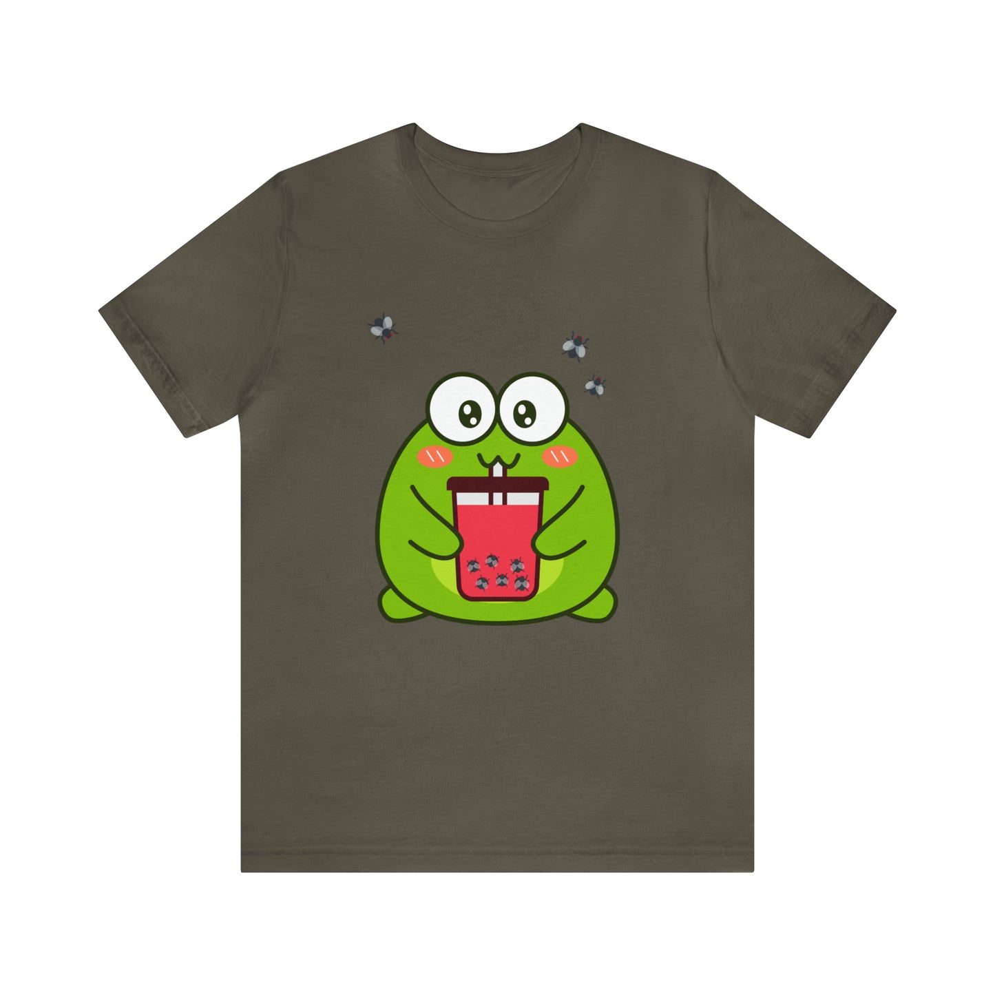 Frog loves boba tea Unisex Jersey Short Sleeve Tee