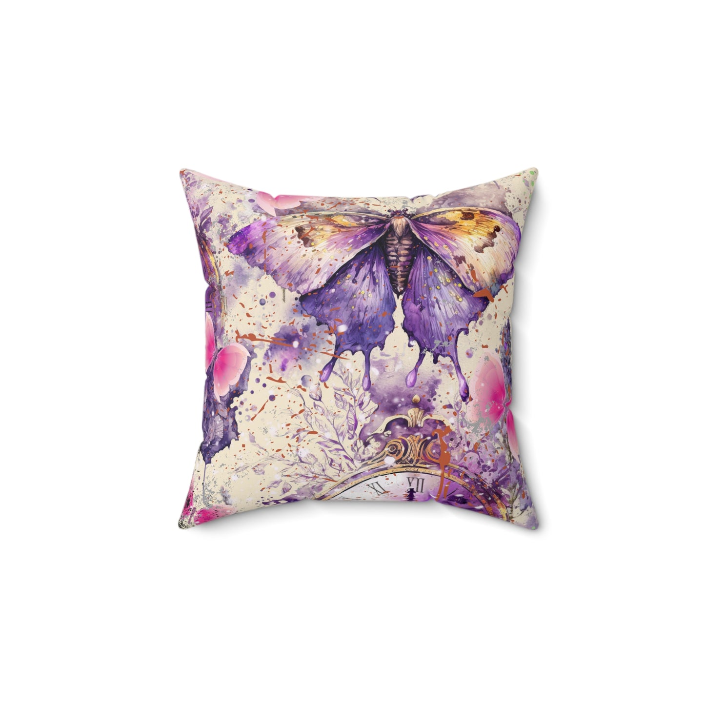 Purple floral Spun Polyester Square Pillow