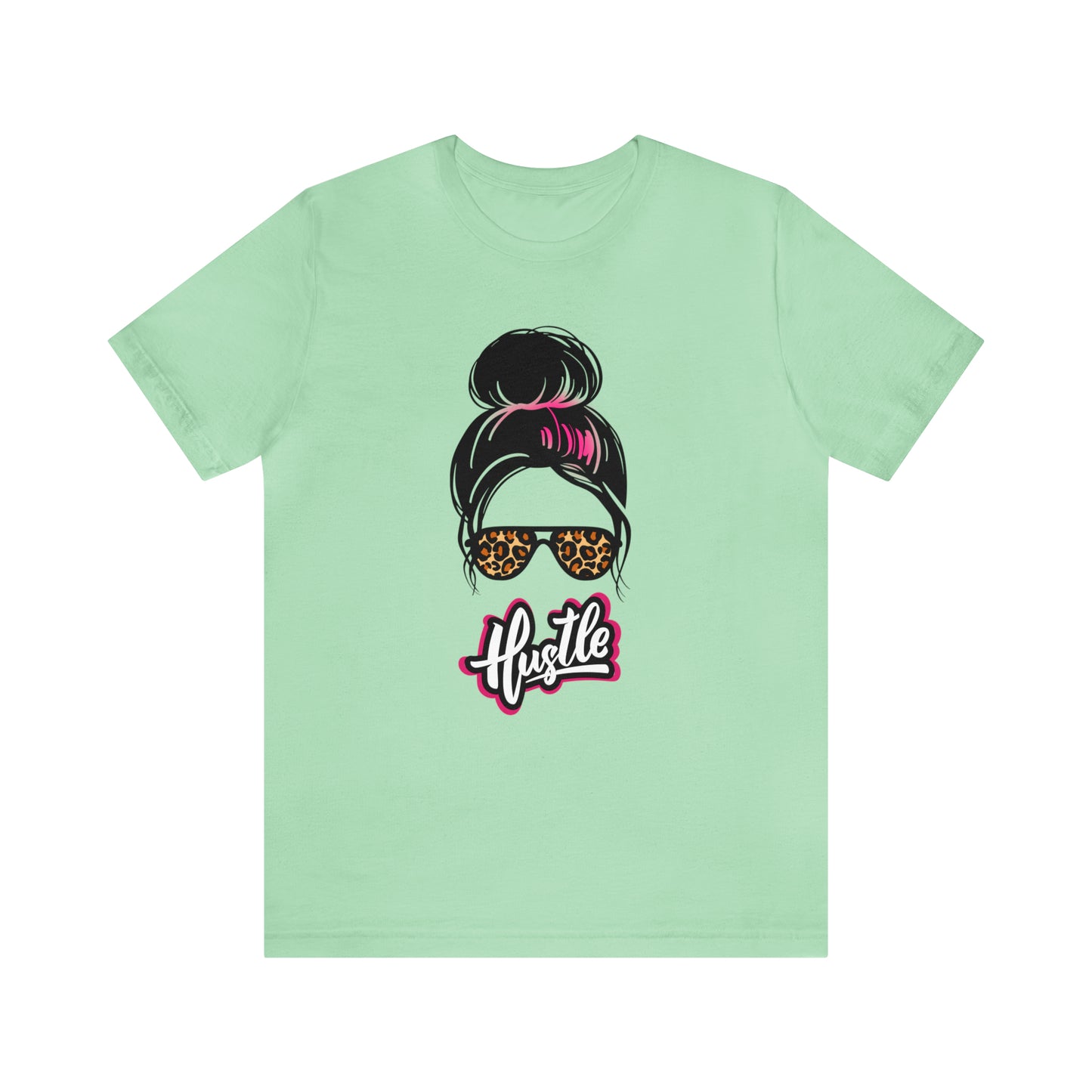 Hustle messy bun pink Unisex Jersey Short Sleeve Tee