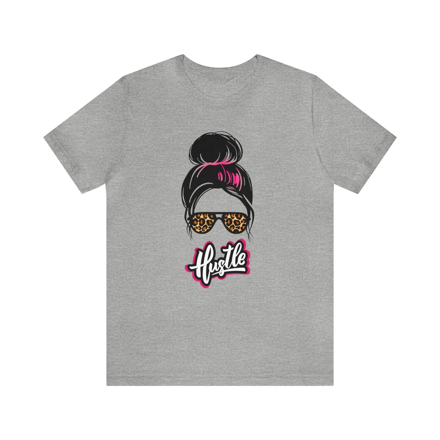 Hustle messy bun pink Unisex Jersey Short Sleeve Tee