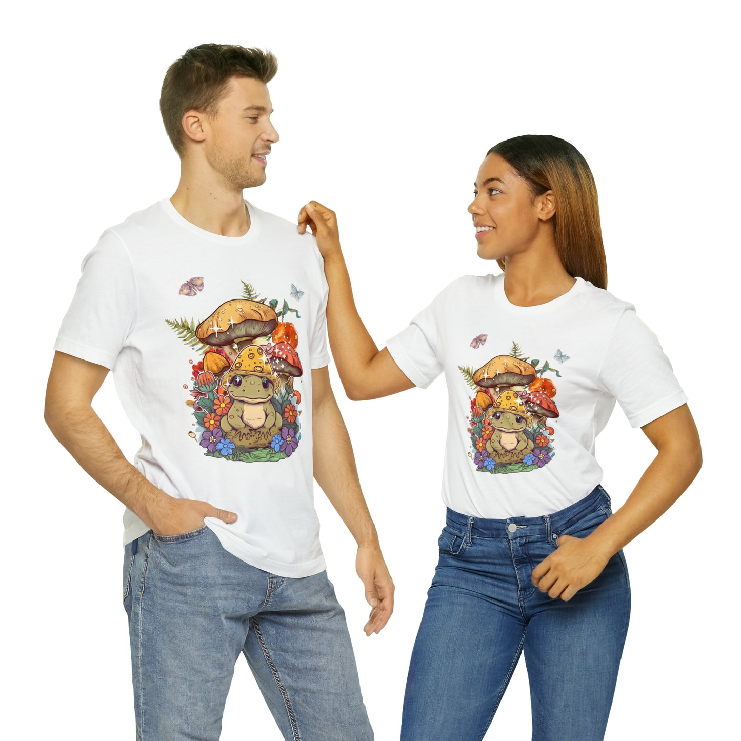 Frog and mushroom cute Unisex Jersey Short Sleeve Tee