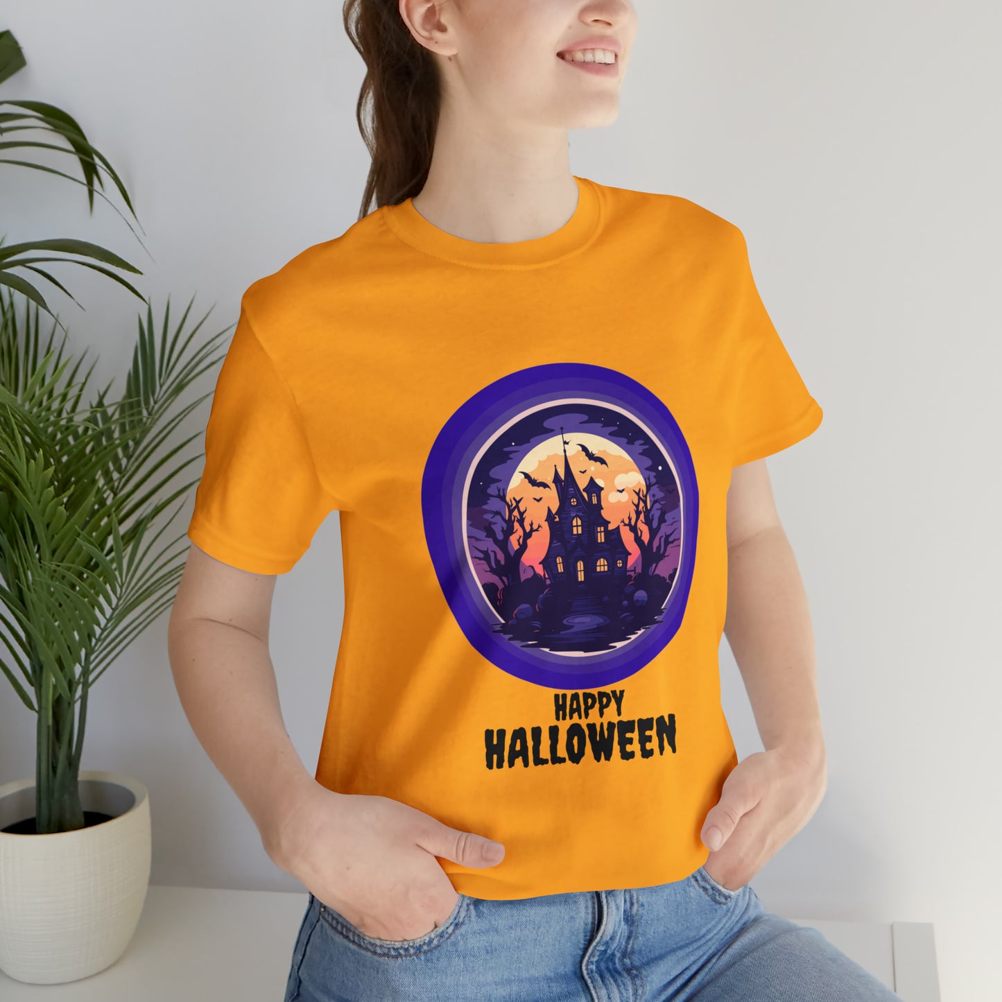 Halloween haunted house Unisex Jersey Short Sleeve Tee