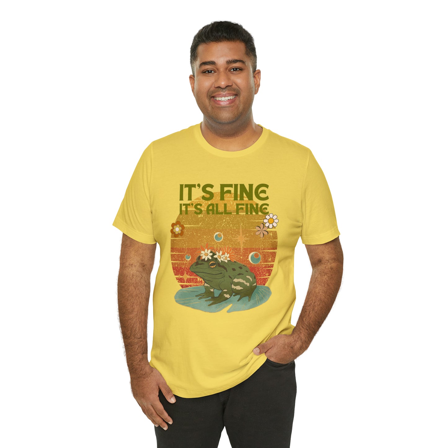 It's fine, it's all fine Cottage Frog Unisex Jersey Short Sleeve Tee