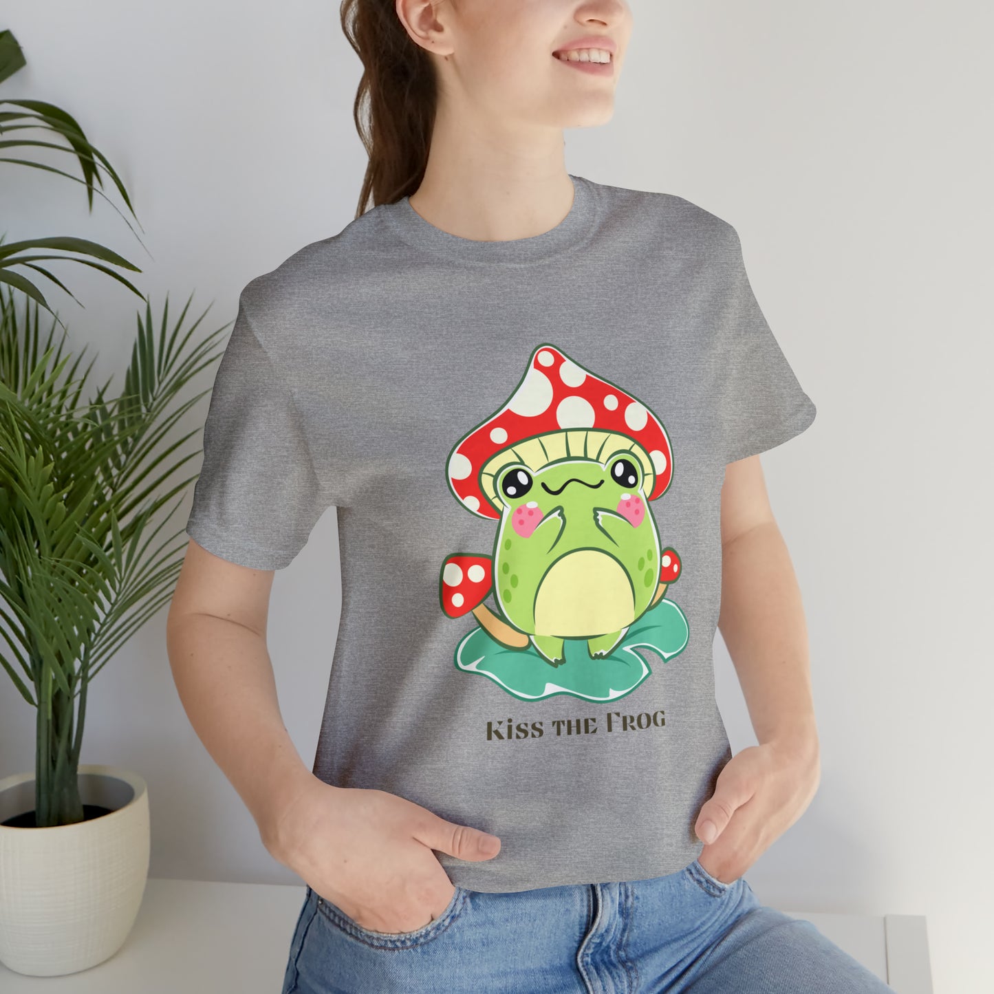 Kiss the frog kawaii cute Unisex Jersey Short Sleeve Tee