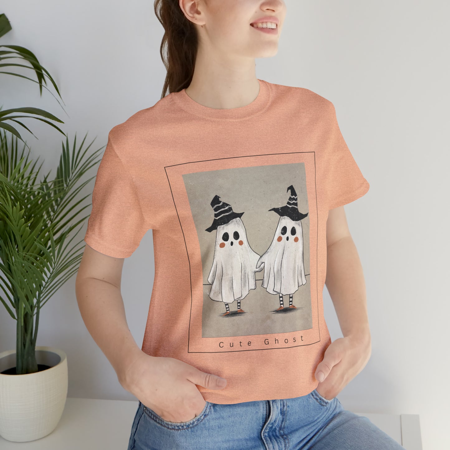 Halloween Ghost cute  Unisex Jersey Short Sleeve Tee