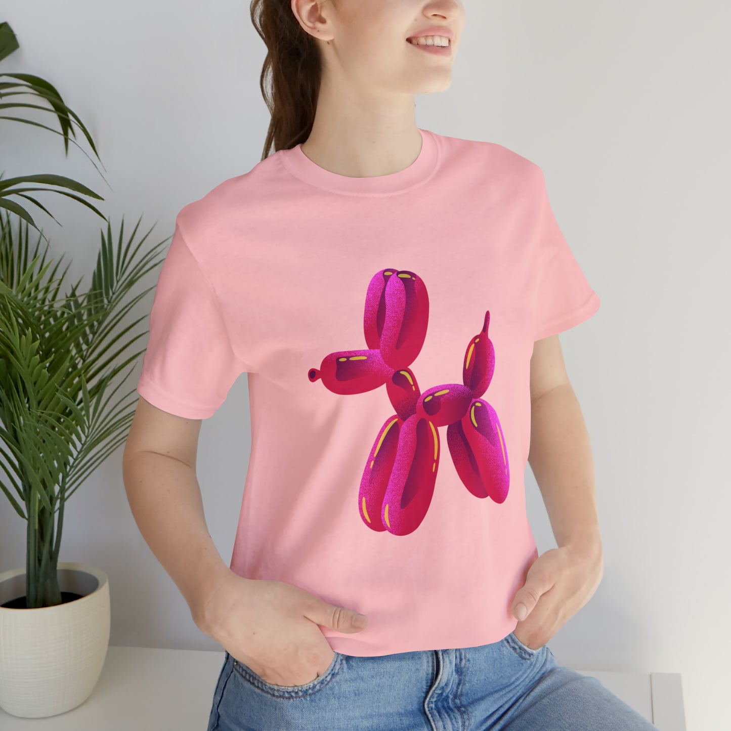 Dog balloon pink Unisex Jersey Short Sleeve Tee