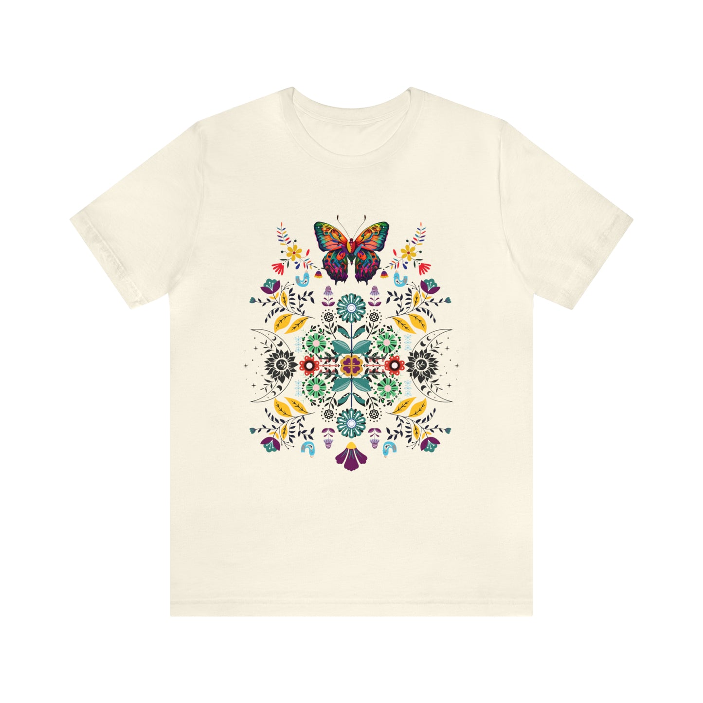 Celestial Folk art butterfly Unisex Jersey Short Sleeve Tee