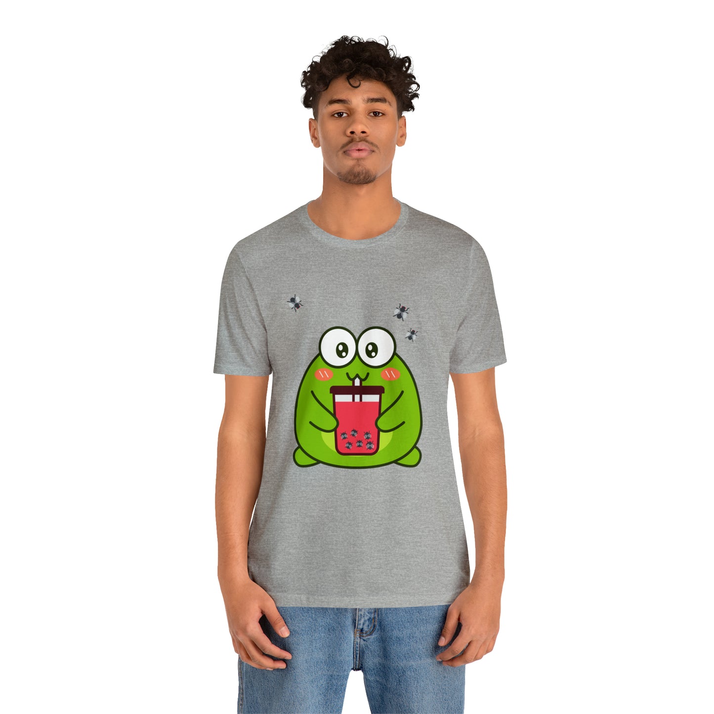 Frog loves boba tea Unisex Jersey Short Sleeve Tee