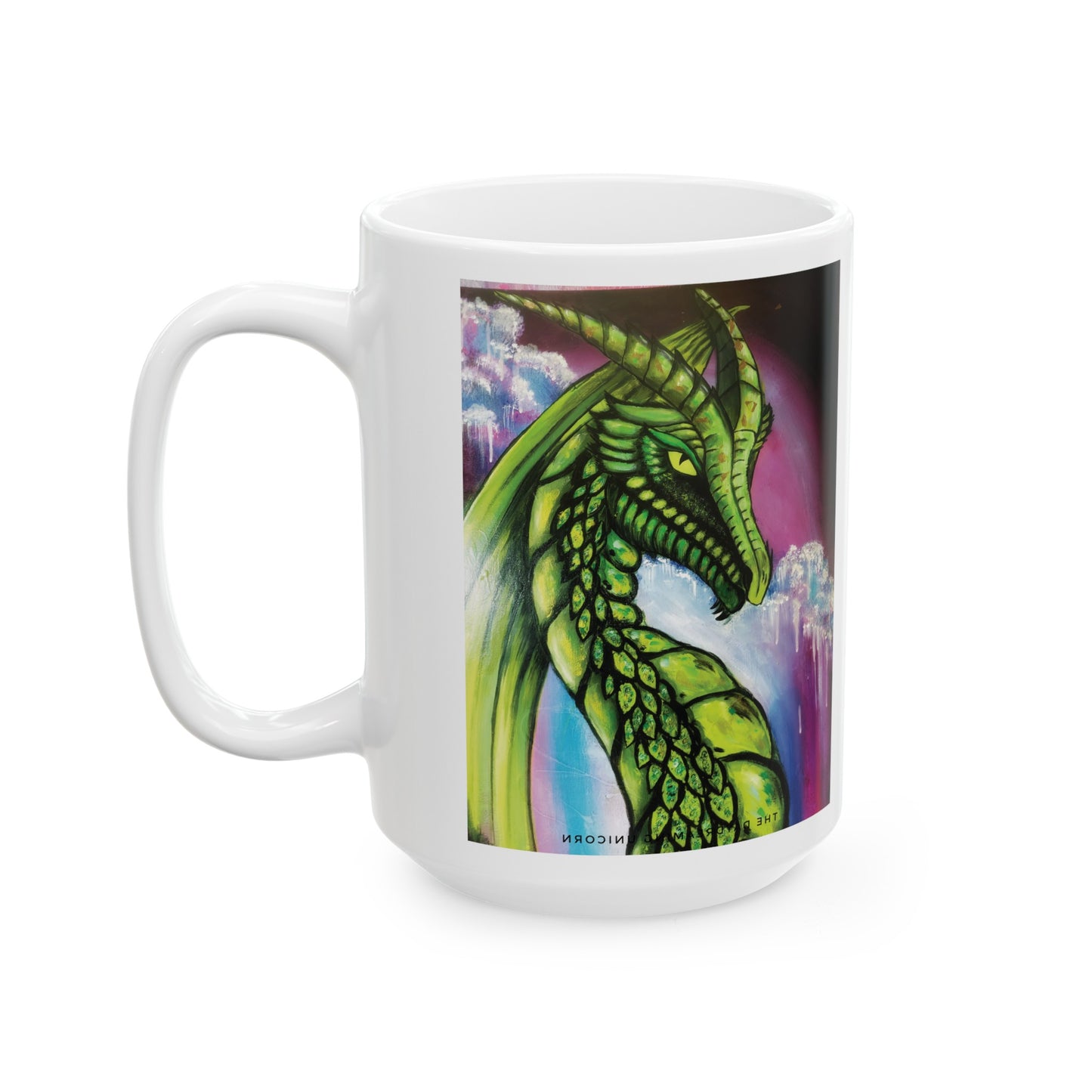 Ceramic Mug, (11oz, 15oz) Artwork Green Dragon