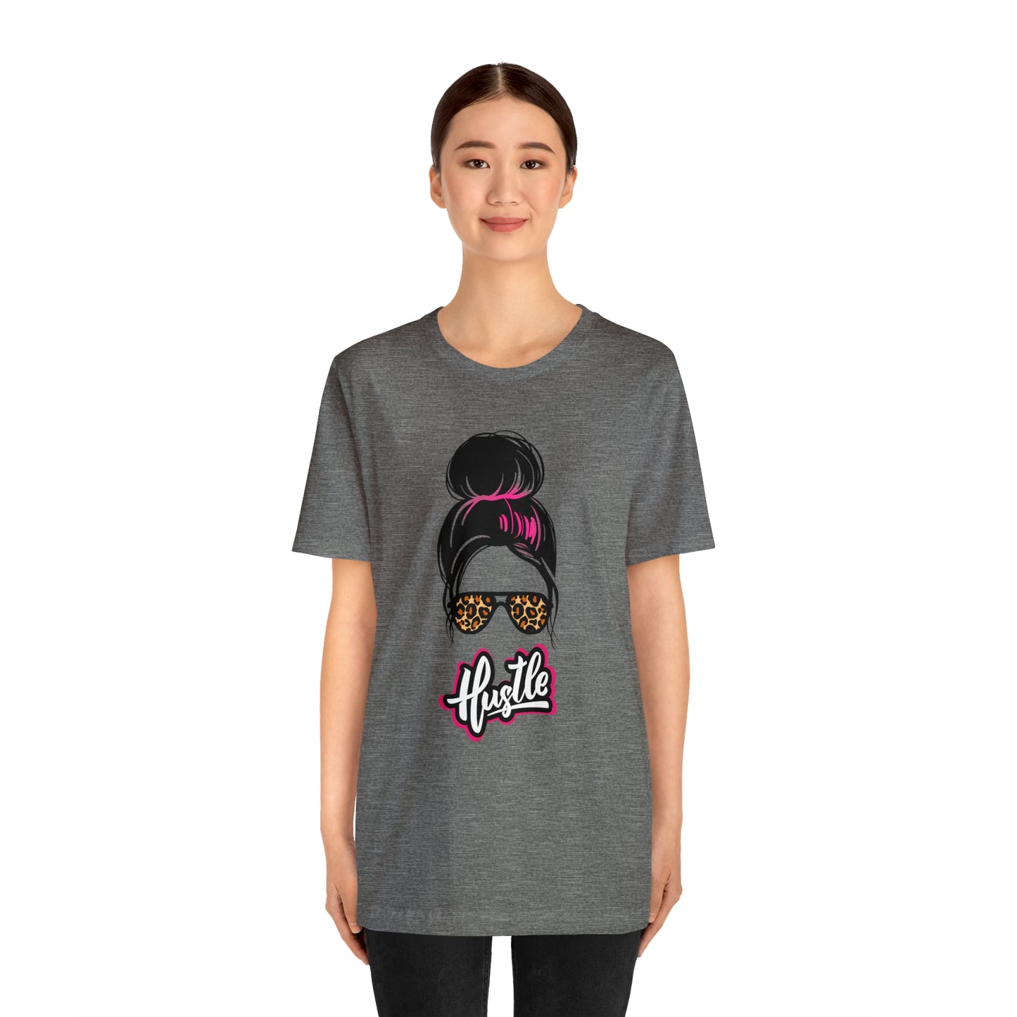 Hustle messy bun pink Unisex Jersey Short Sleeve Tee