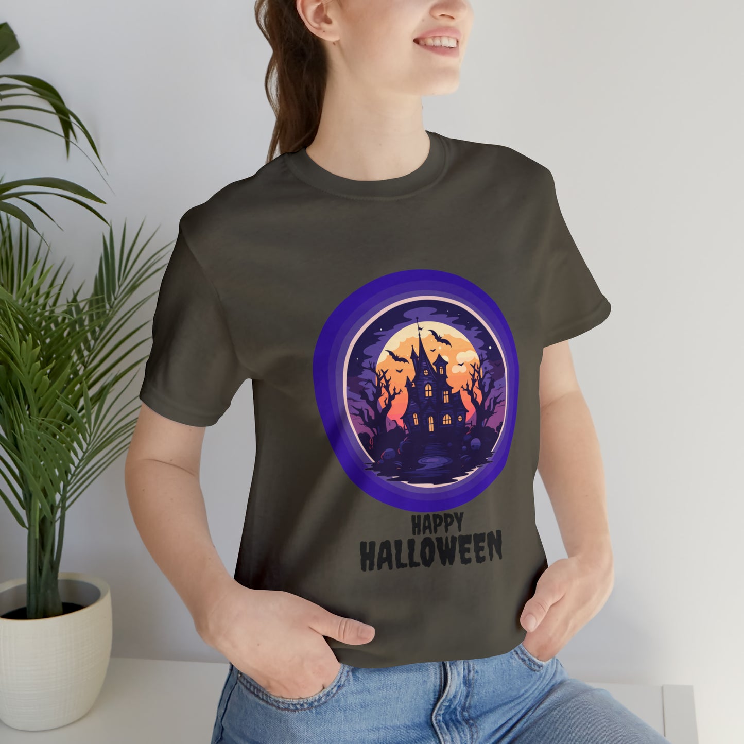 Halloween haunted house Unisex Jersey Short Sleeve Tee