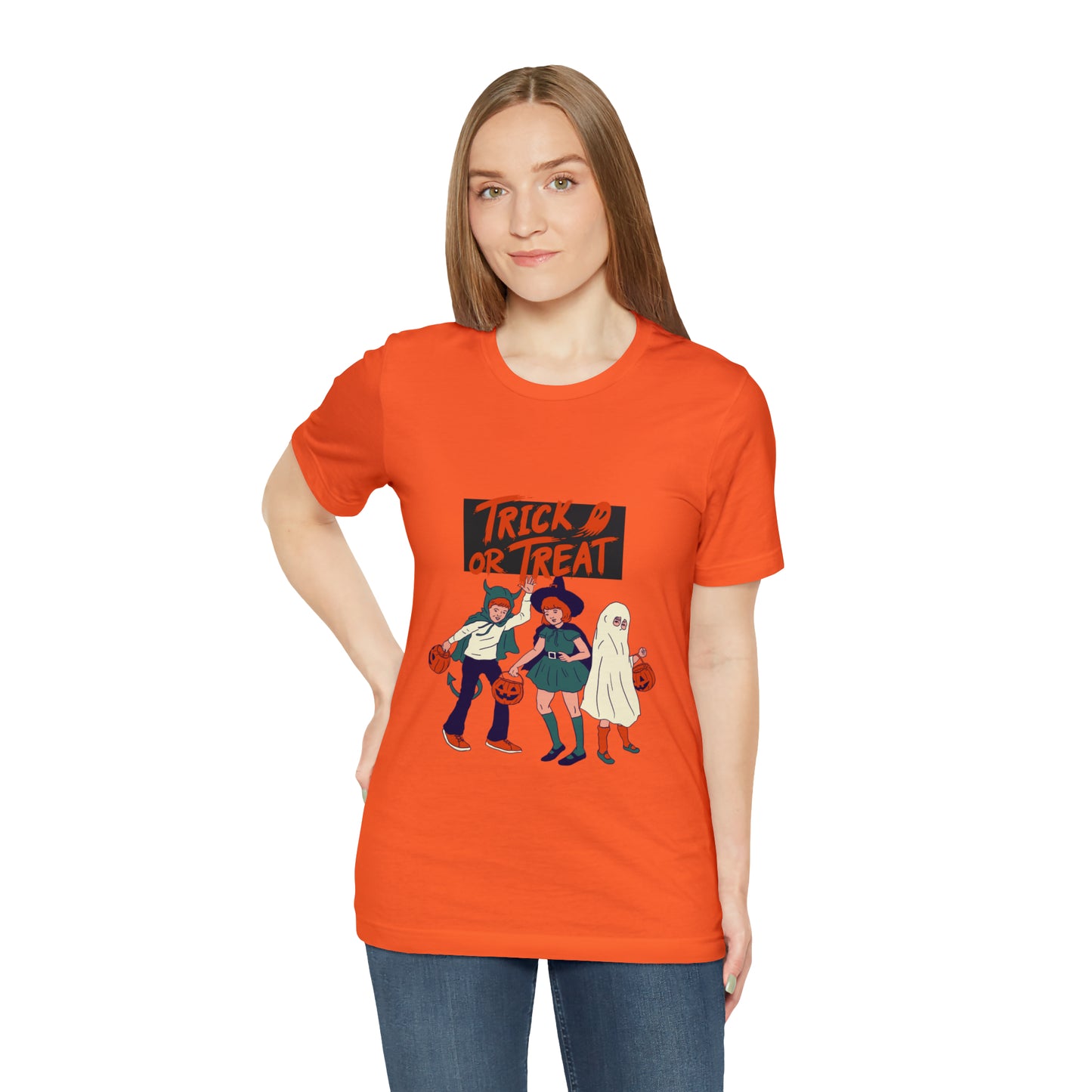 Halloween Trick or Treat Unisex Jersey Short Sleeve Tee