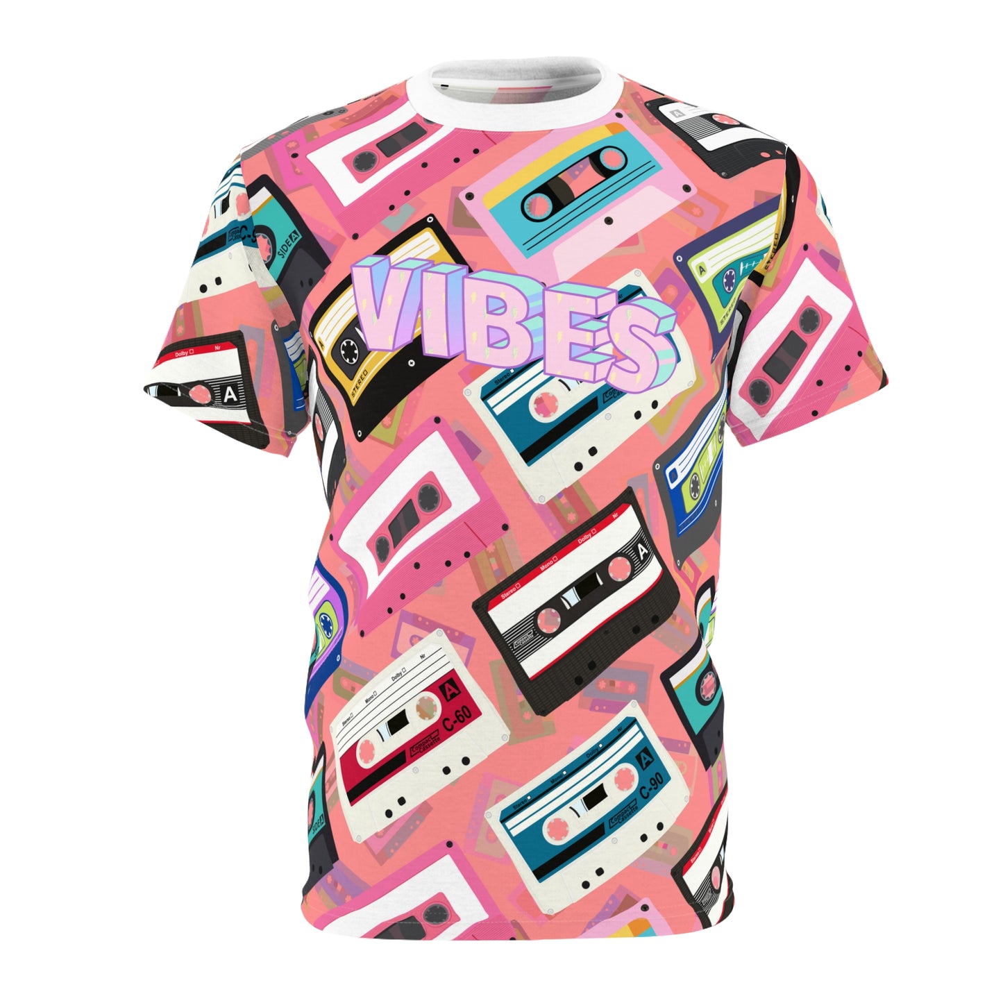 Vibes Cassette tape Unisex Cut & Sew Tee (AOP)