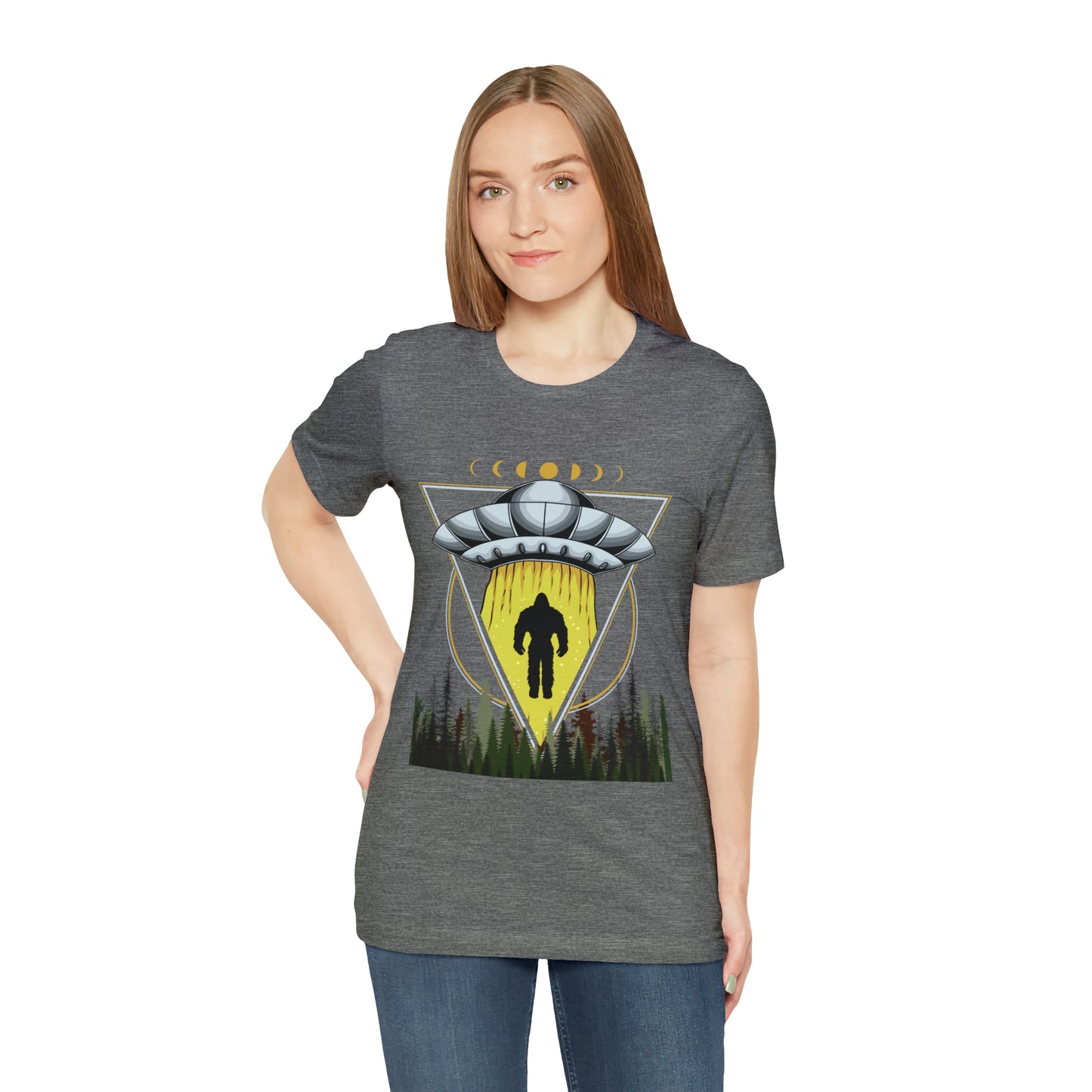 Bigfoot UFO Abduction Unisex Jersey Short Sleeve Tee