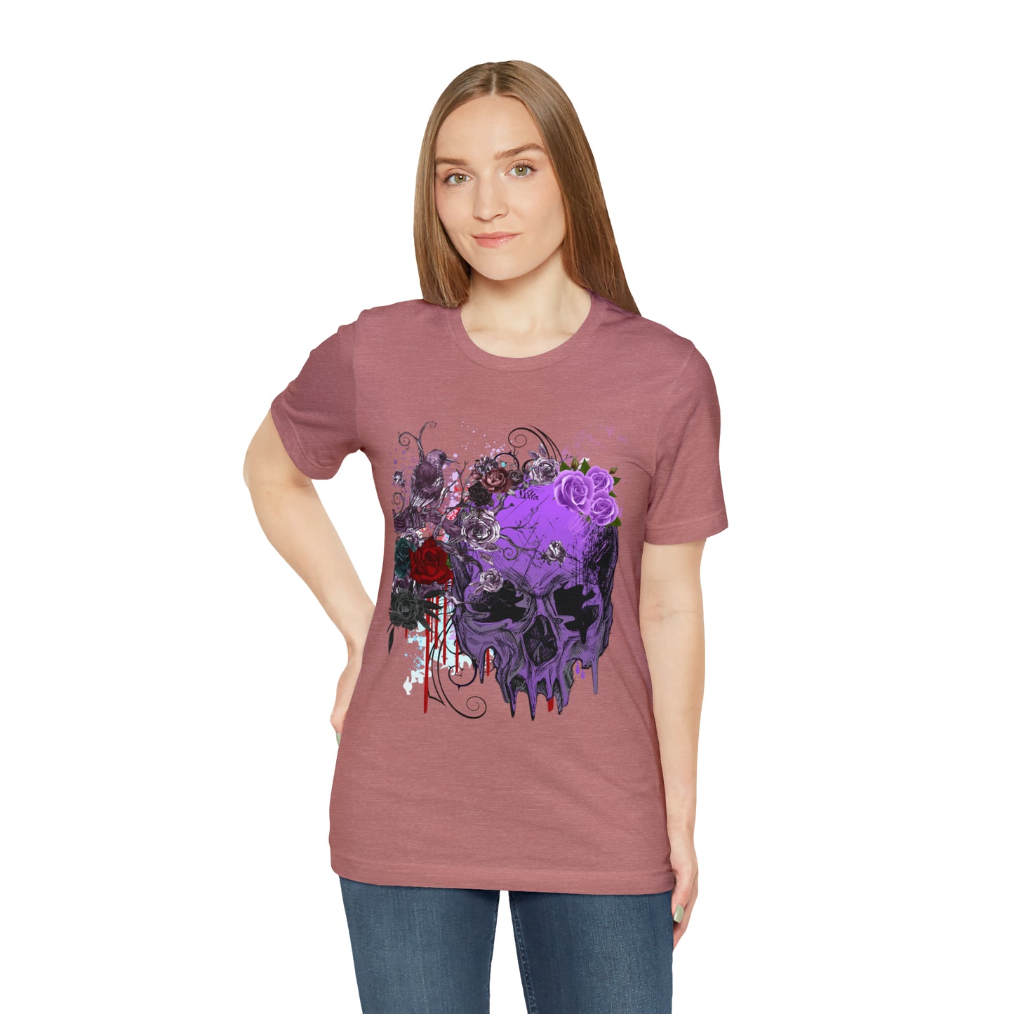 Halloween skull purple Unisex Jersey Short Sleeve Tee