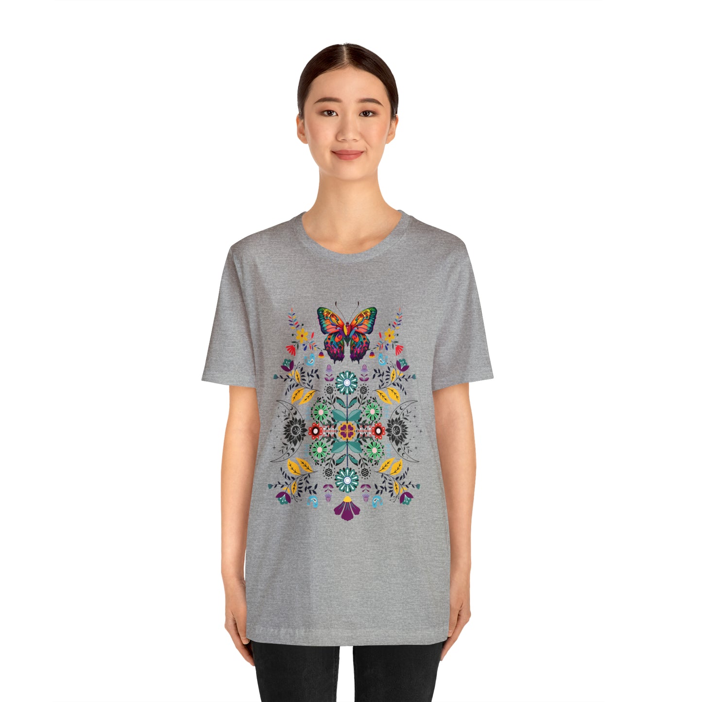 Celestial Folk art butterfly Unisex Jersey Short Sleeve Tee