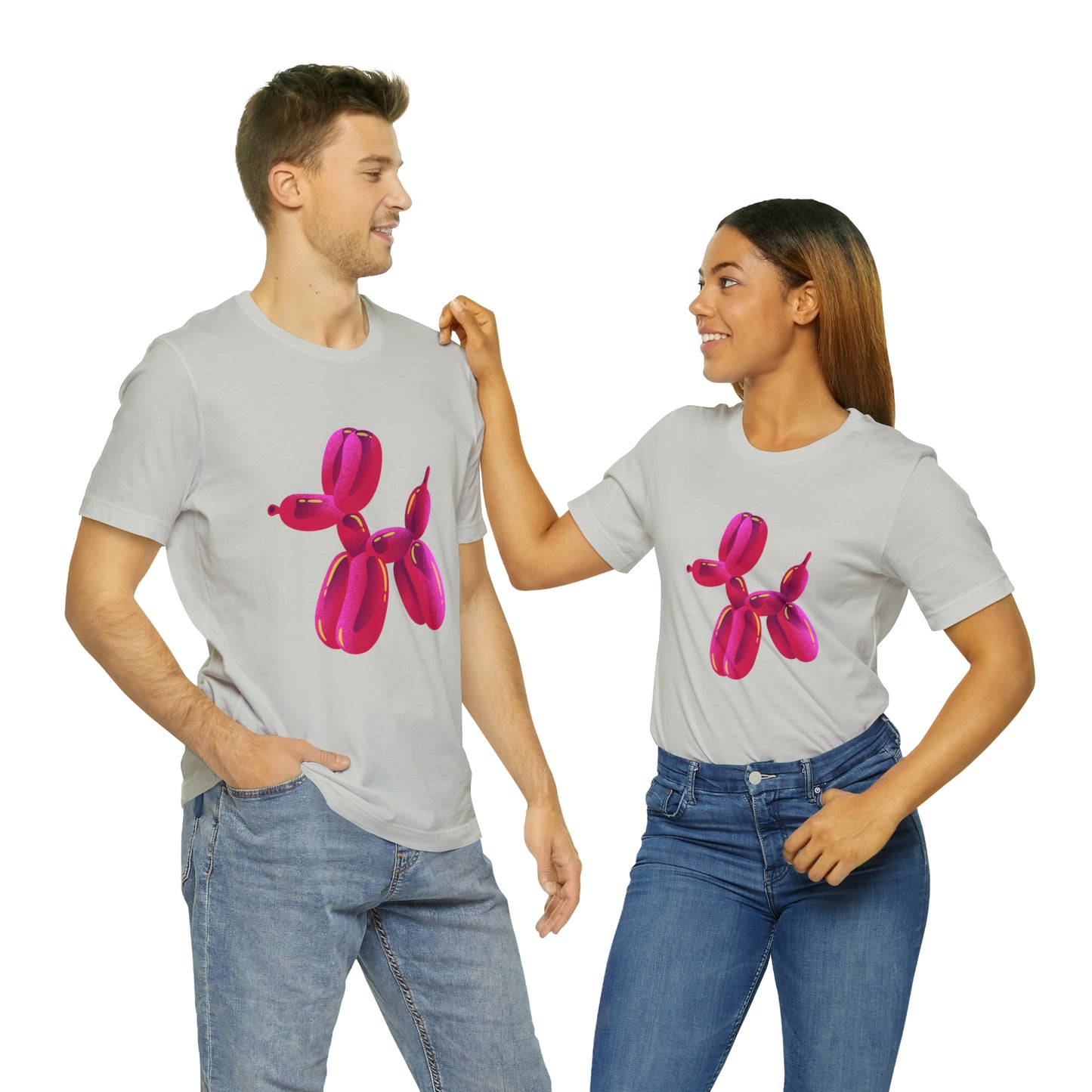 Dog balloon pink Unisex Jersey Short Sleeve Tee