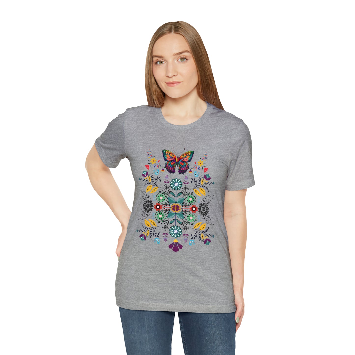 Celestial Folk art butterfly Unisex Jersey Short Sleeve Tee