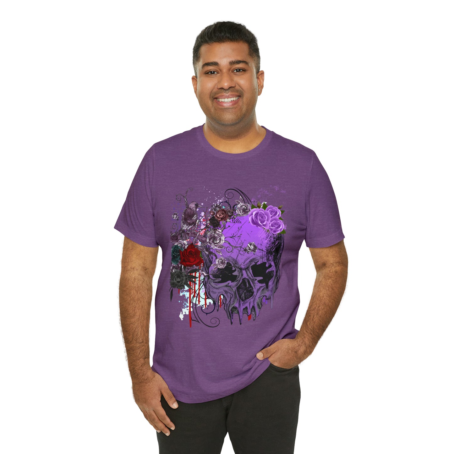 Halloween skull purple Unisex Jersey Short Sleeve Tee