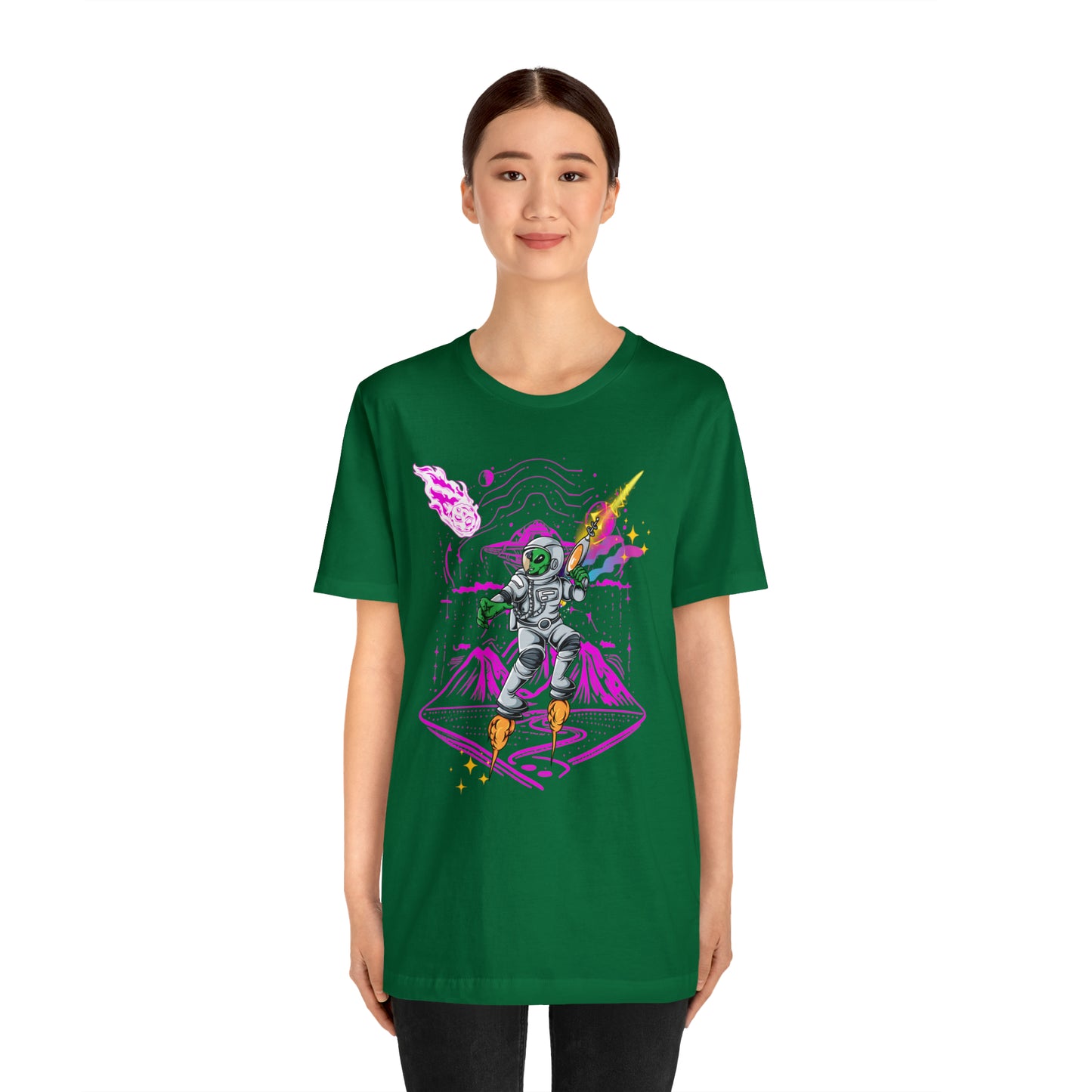 Alien and ray gun Unisex Jersey Short Sleeve Tee