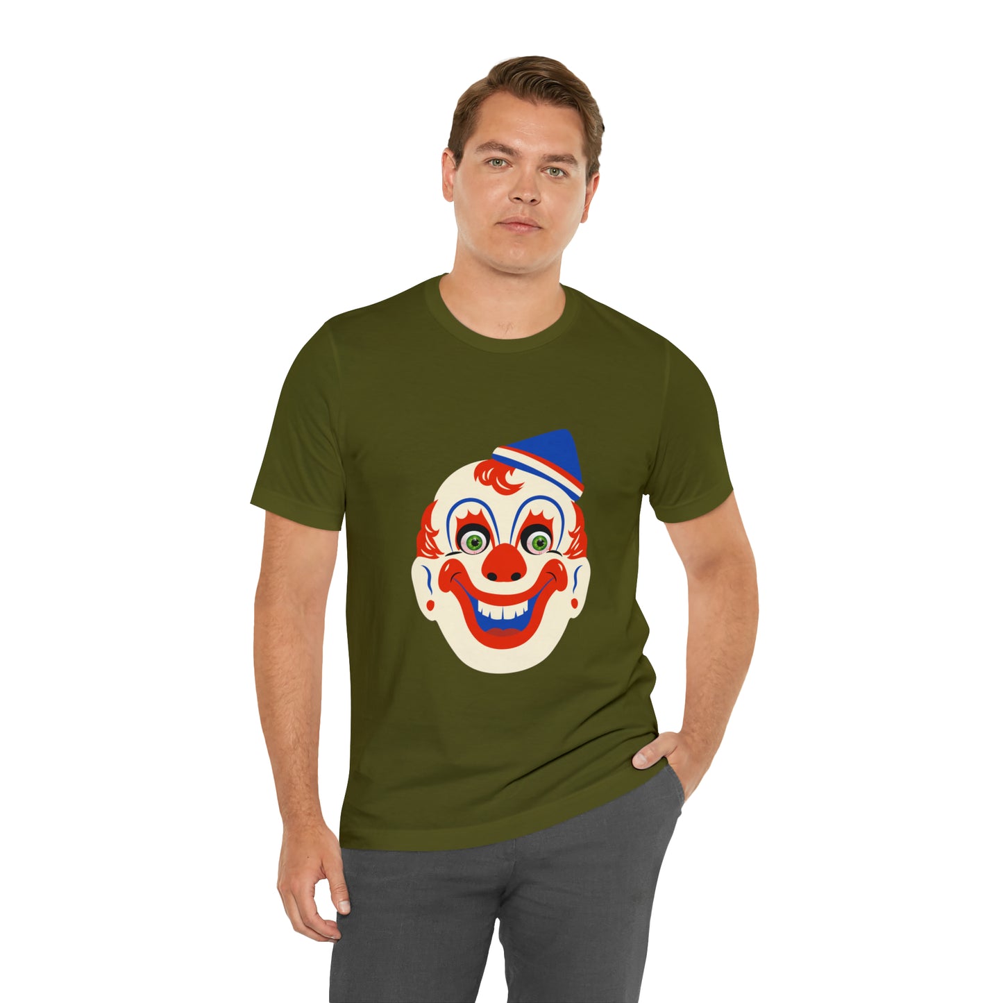 Halloween creepy clown mask Unisex Jersey Short Sleeve Tee