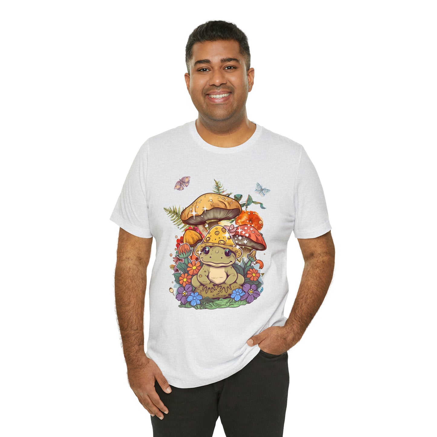 Frog and mushroom cute Unisex Jersey Short Sleeve Tee