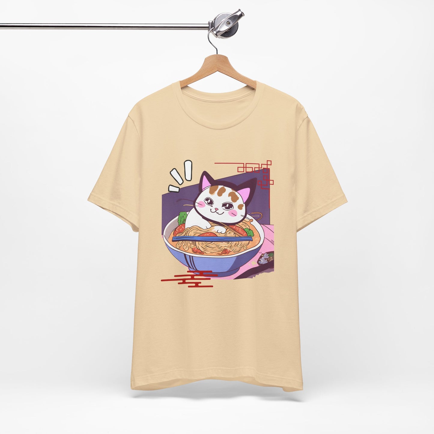 Kawaii cat with Ramen Unisex Jersey Short Sleeve Tee