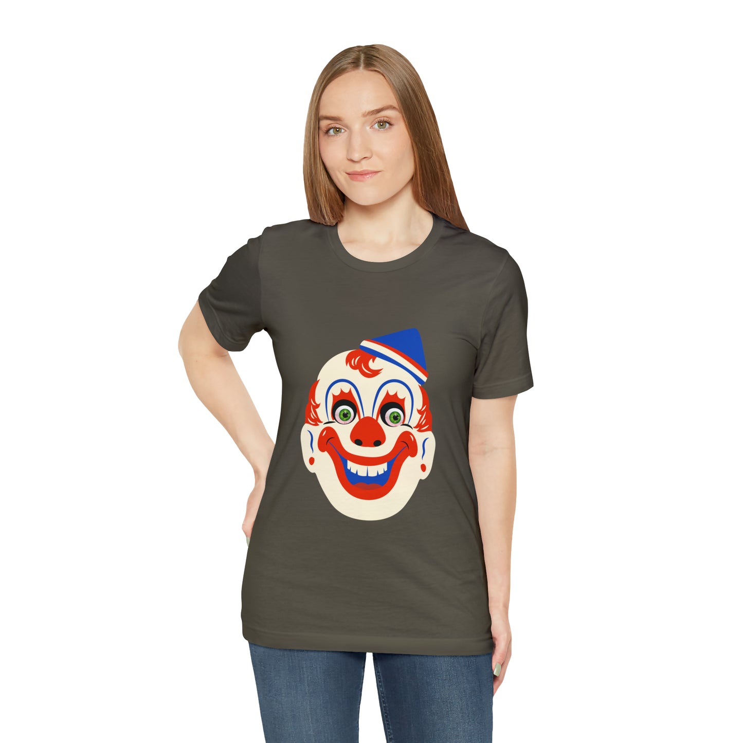 Halloween creepy clown mask Unisex Jersey Short Sleeve Tee